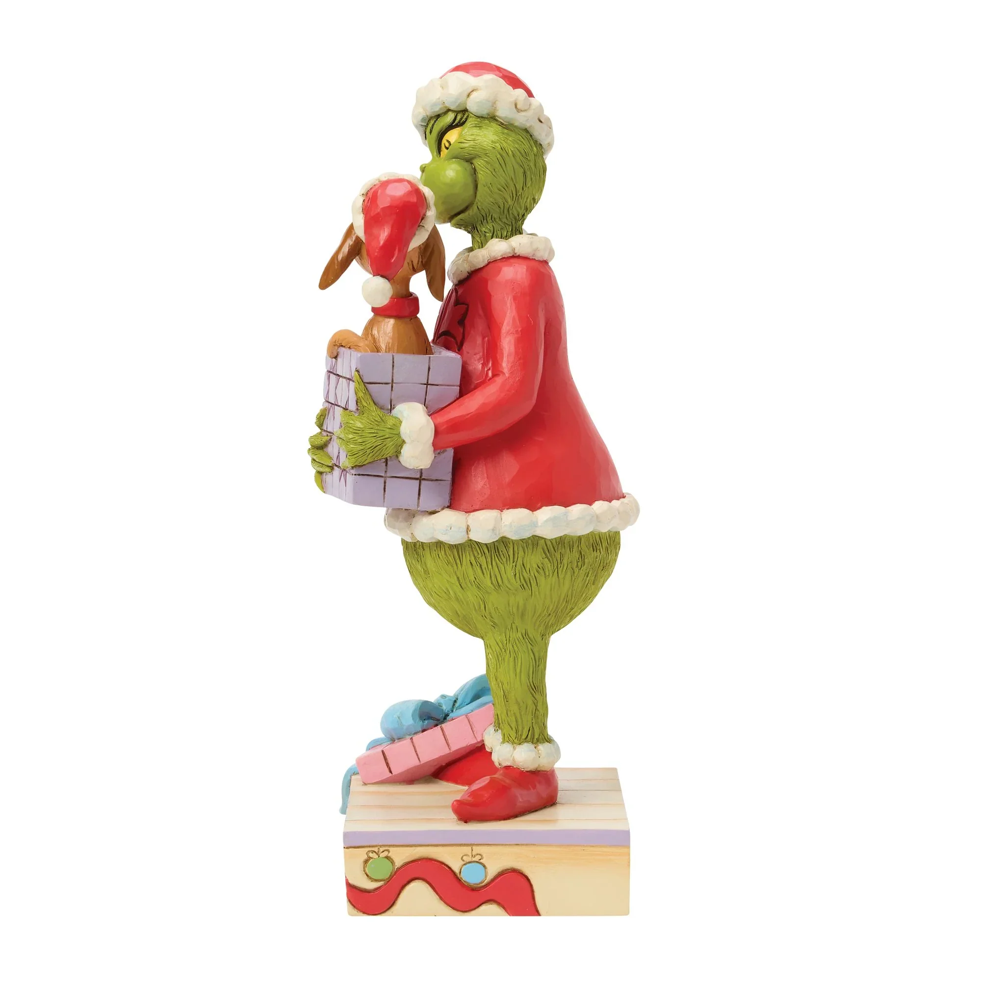 Jim Shore Grinch Holding Gift with Max Figurine, 9.45" - Image 4