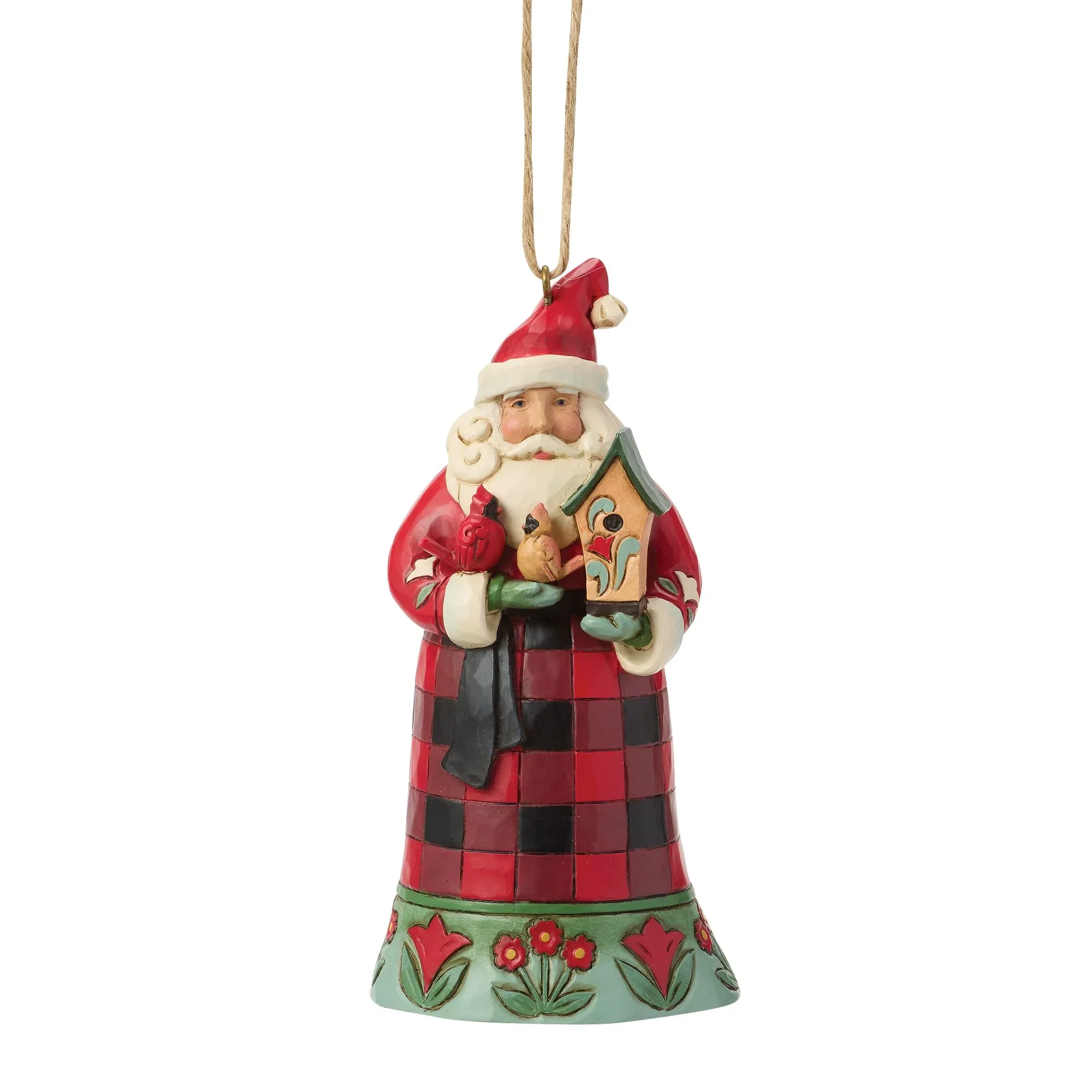 Jim Shore Highland Glen Santa Cardinal Ornament, 4.33"