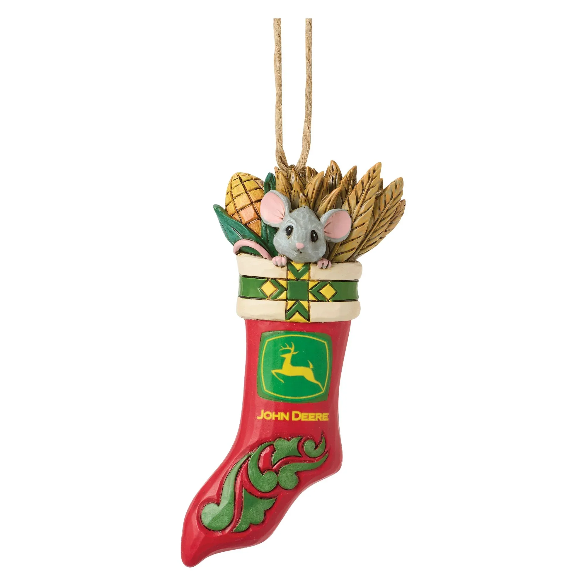 Jim Shore Mouse John Deere Stocking H/O Ornament, 4.06"