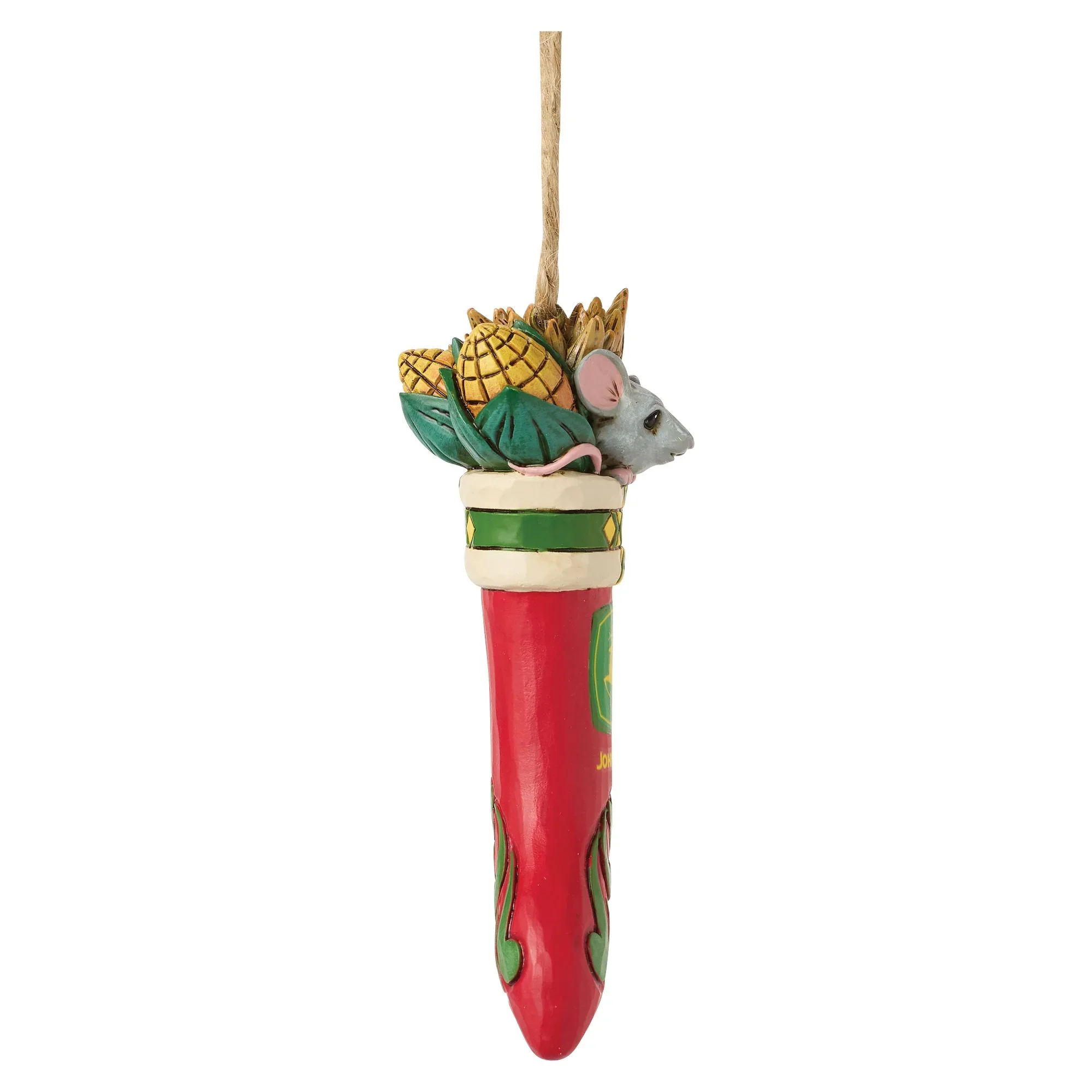 Jim Shore Mouse John Deere Stocking H/O Ornament, 4.06" - Image 4