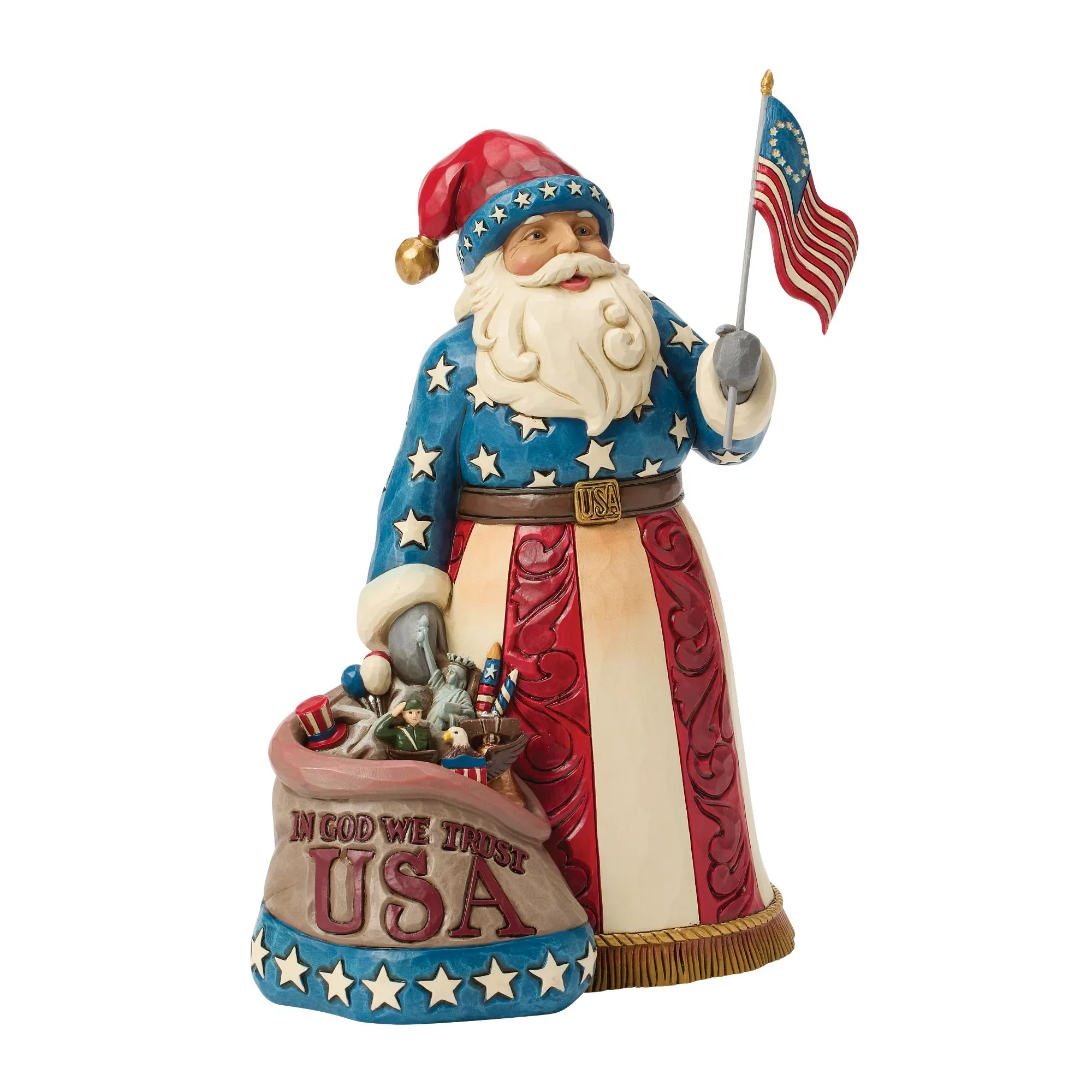 Jim Shore Patriotic Santa w/ Flag Figurine, 9" - Image 2