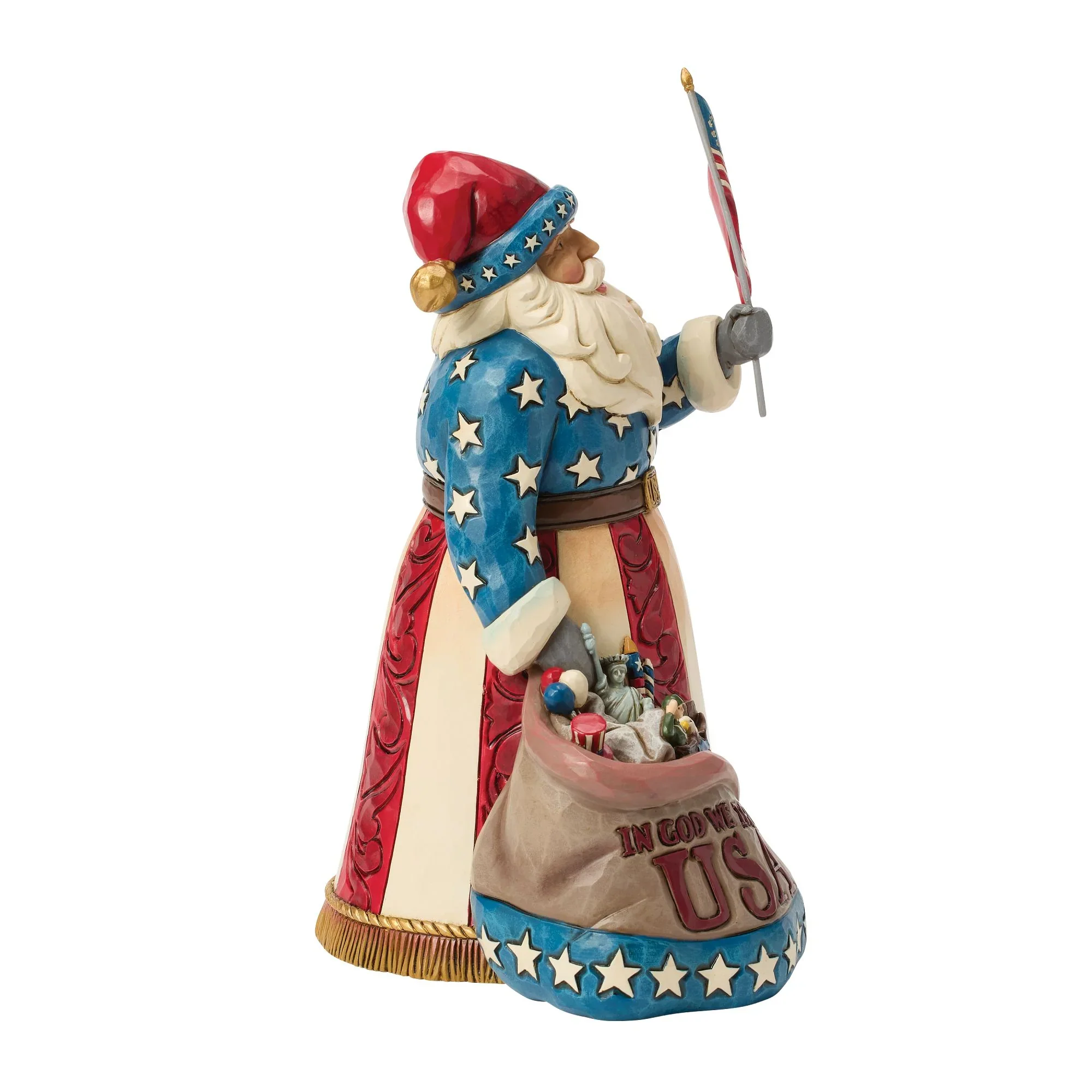 Jim Shore Patriotic Santa w/ Flag Figurine, 9" - Image 4