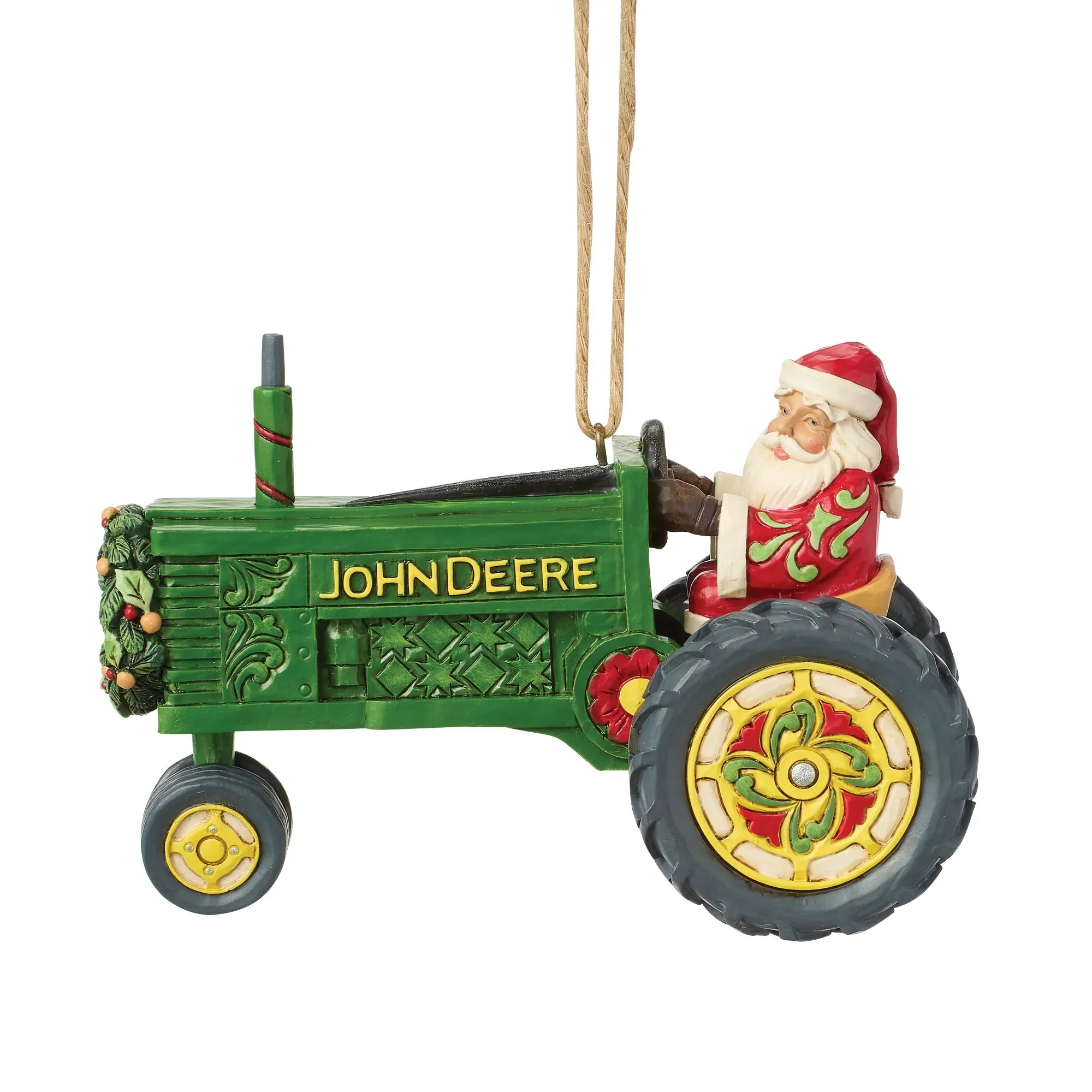 Jim Shore Santa John Deere Tractor H/O Ornament, 2.95" - Image 2
