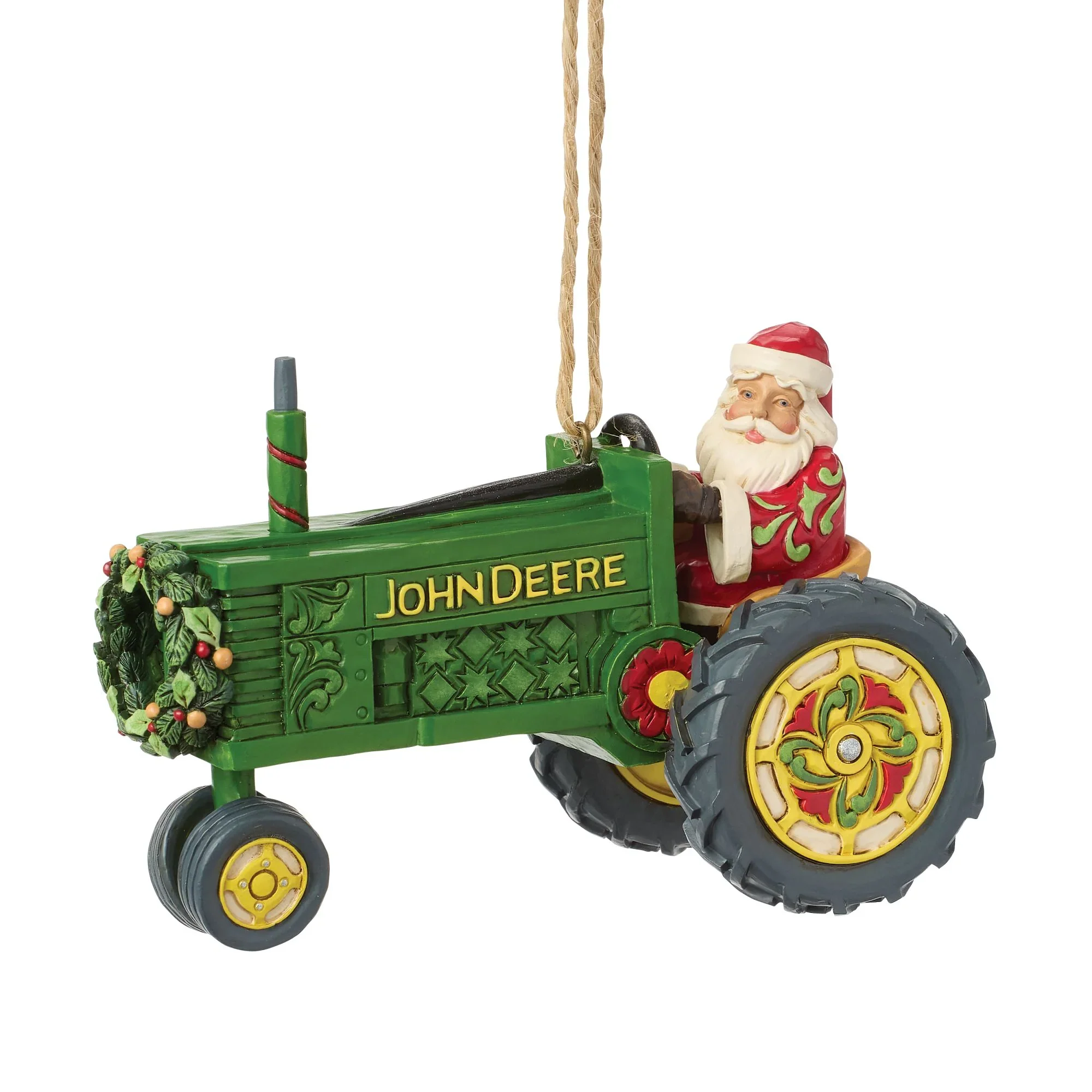 Jim Shore Santa John Deere Tractor H/O Ornament, 2.95" - Image 3