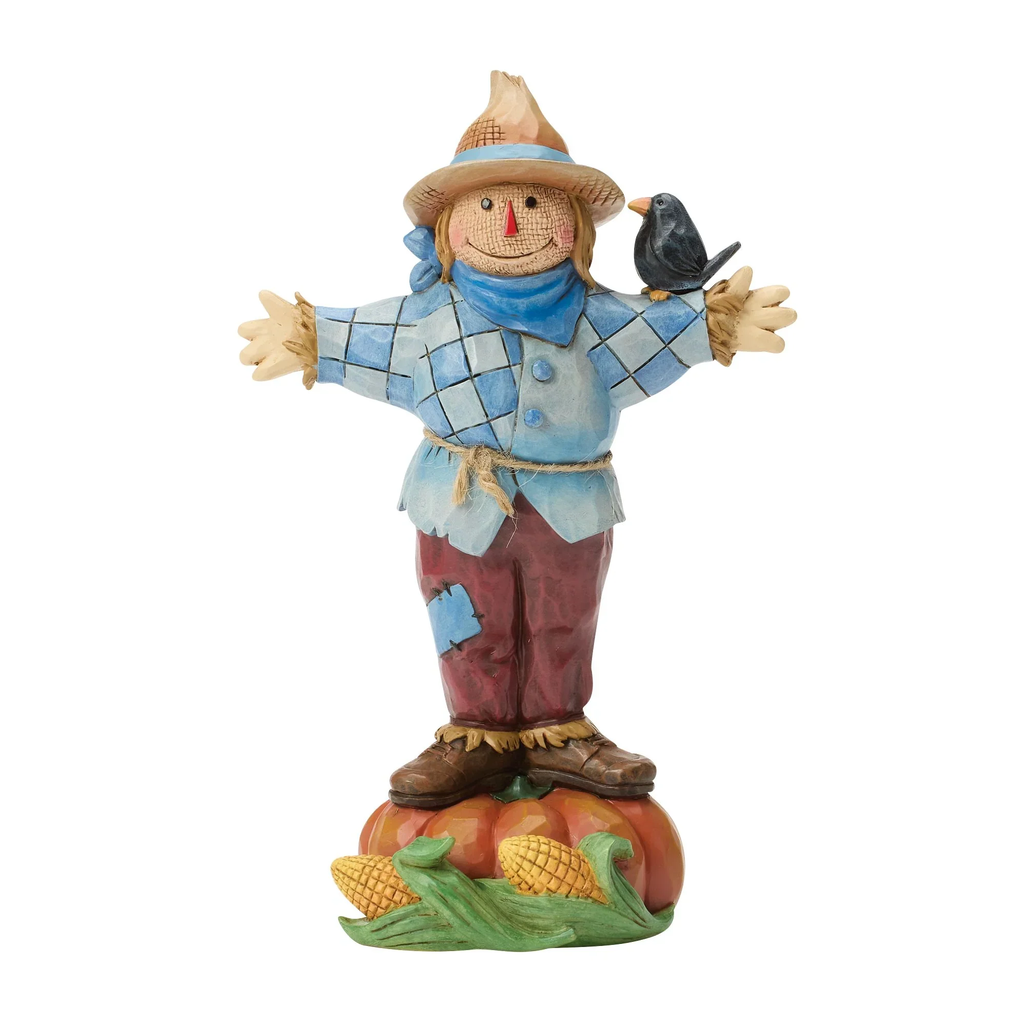 Jim Shore Scarecrow Standing on Pumpkin Figurine, 6"