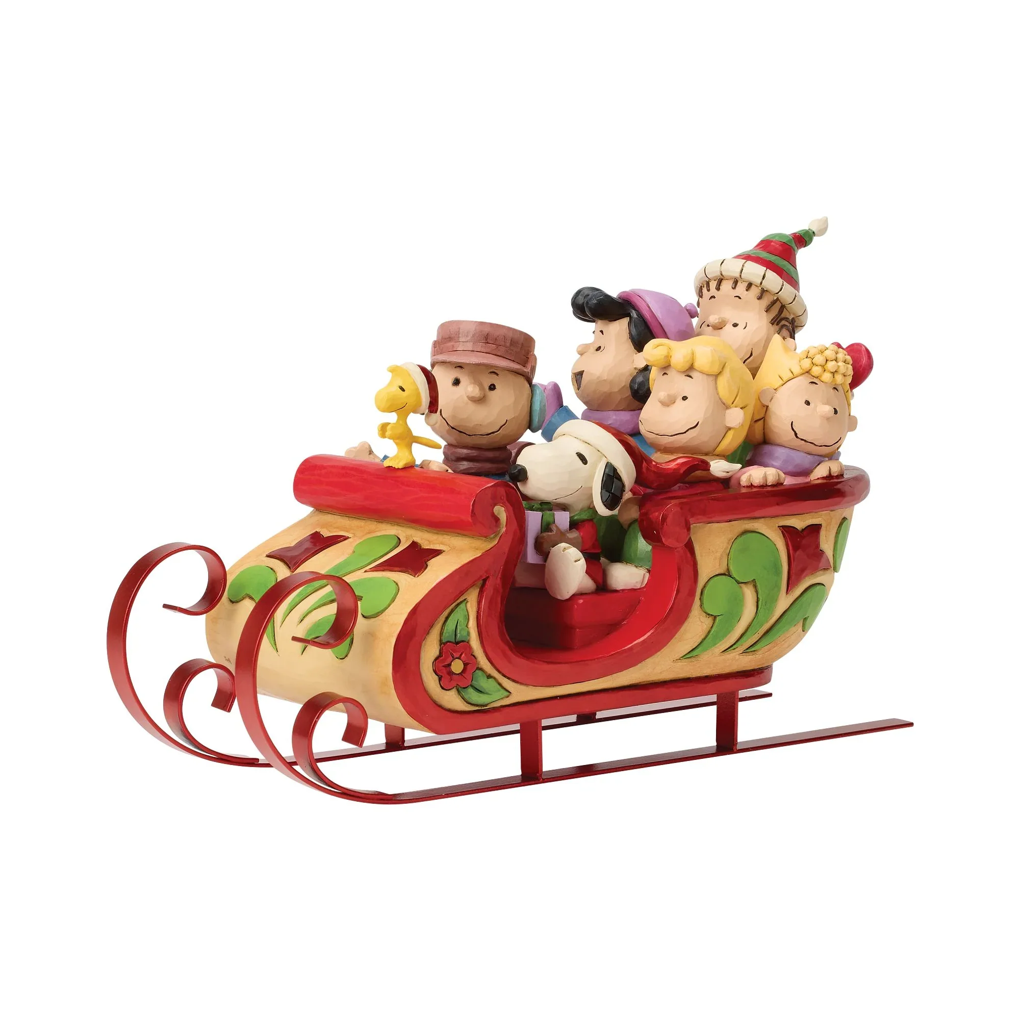 Jim Shore Snoopy and Friends in Sleigh Figurine, 6.89"