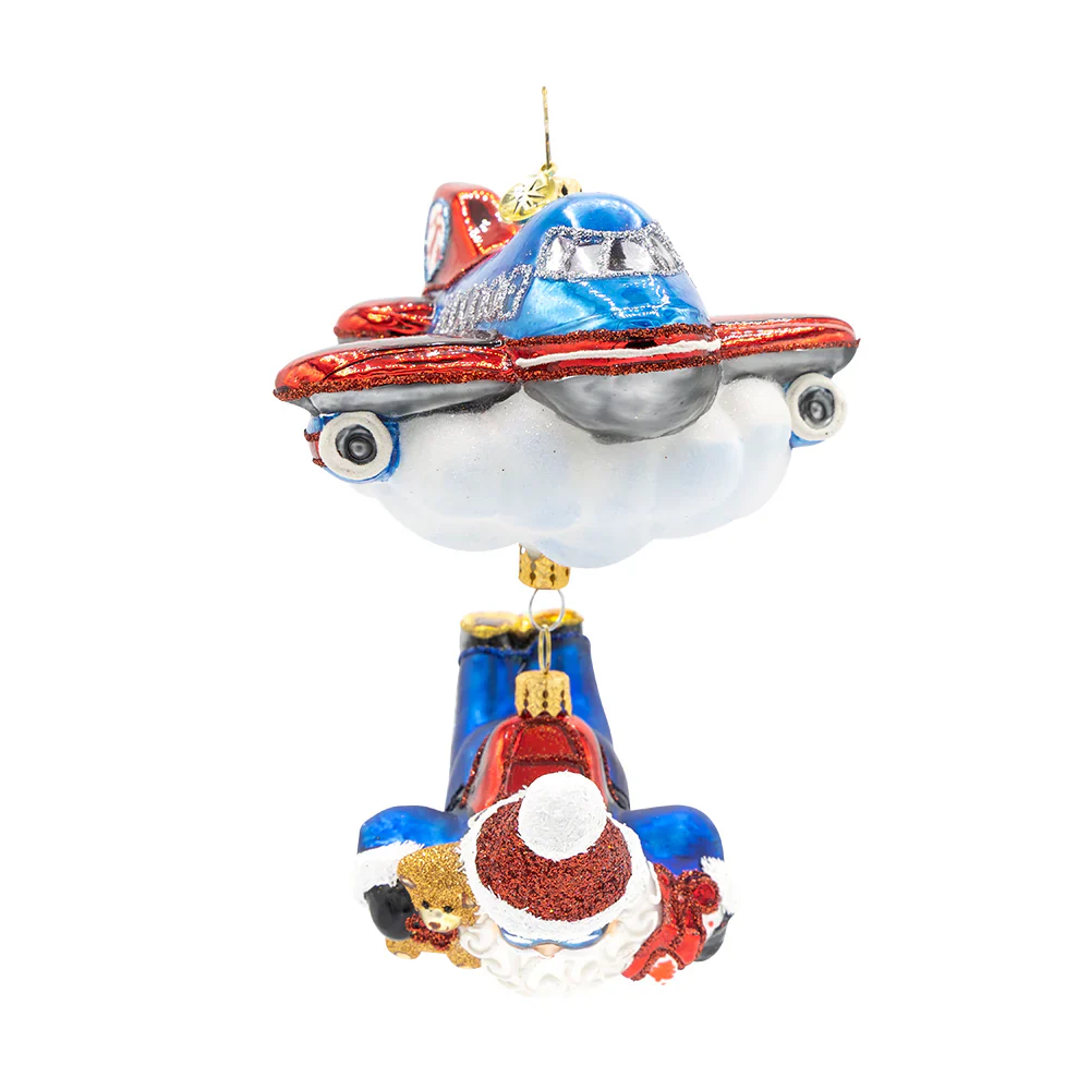 Jolly Jumper Santa Glass Ornament, 5.5" - Image 3