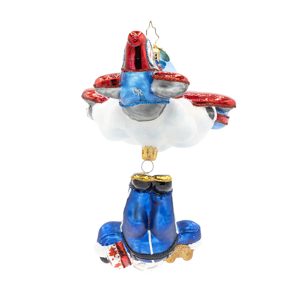 Jolly Jumper Santa Glass Ornament, 5.5" - Image 4