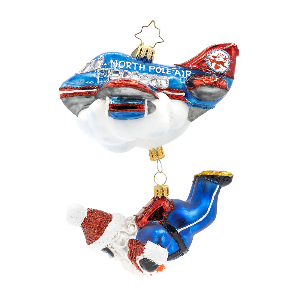 Jolly Jumper Santa Glass Ornament, 5.5" - Image 5