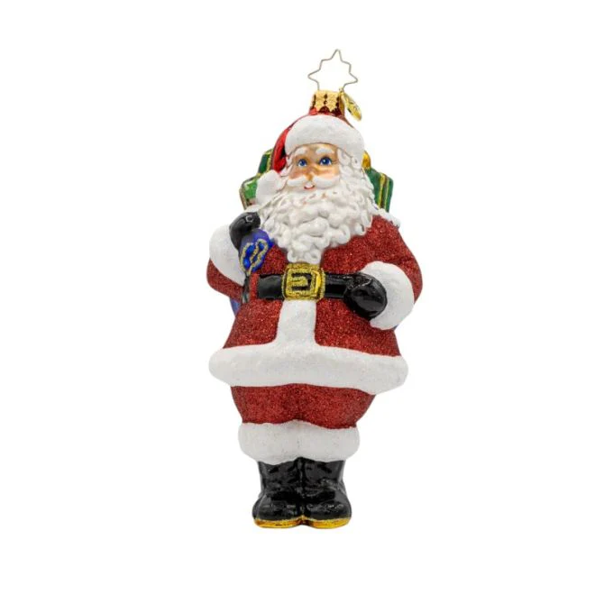 Jolly Old Kris Kringle Glass Ornament, 6"