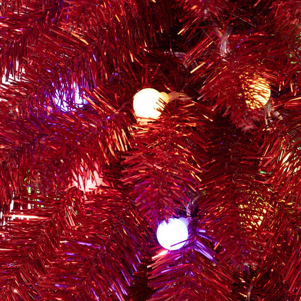 Jolly Pine Tree in Pot w/LED Lights, 4"H X 22"D (Red) - Image 4