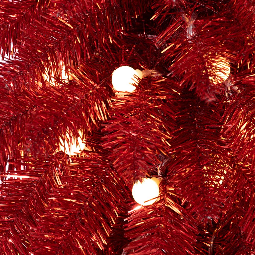 Jolly Pine Tree in Pot w/LED Lights, 4"H X 22"D (Red) - Image 5