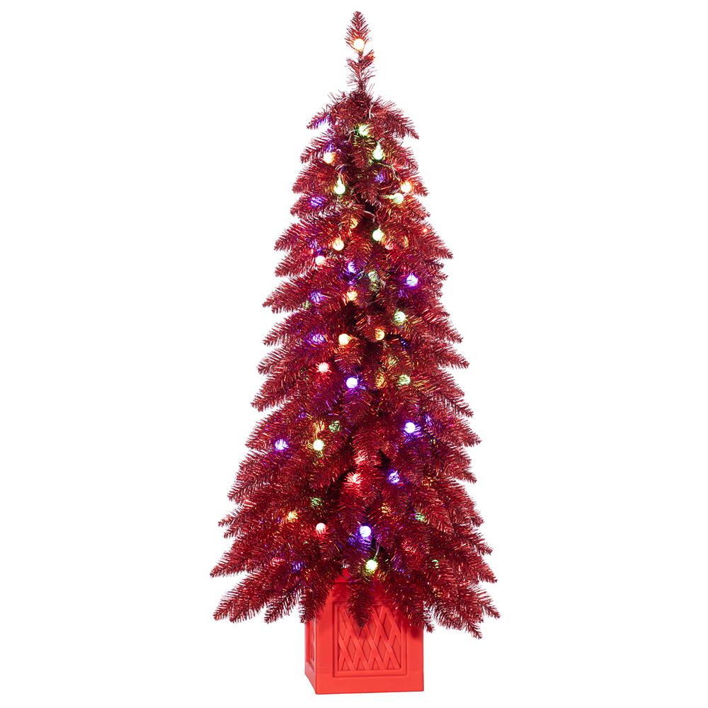 Jolly Pine Tree in Pot w/LED Lights, 4"H X 22"D (Red) - Image 7