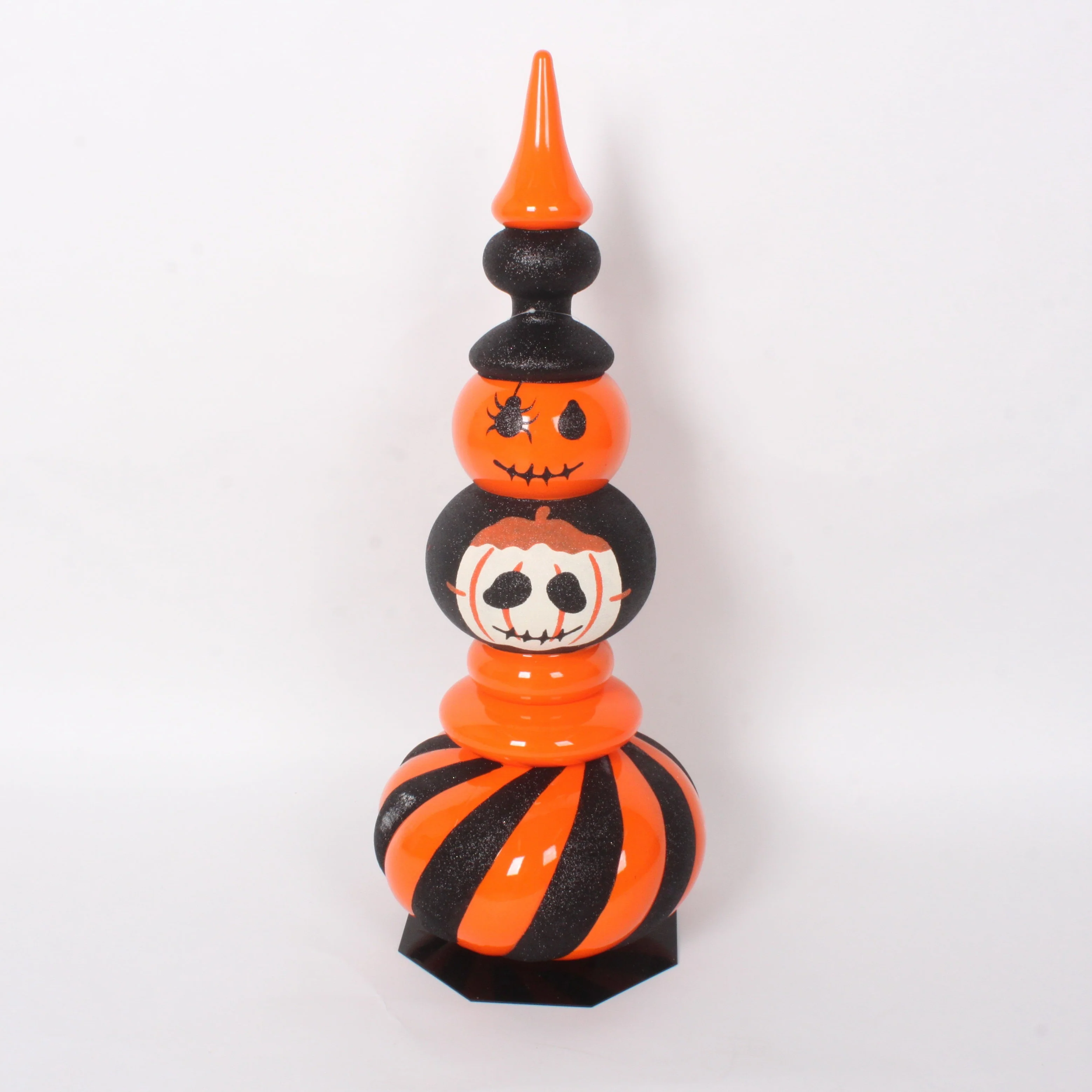 Jumbo Pumpkin Finial, 32" (Shiny Orange W/Black Glitter)
