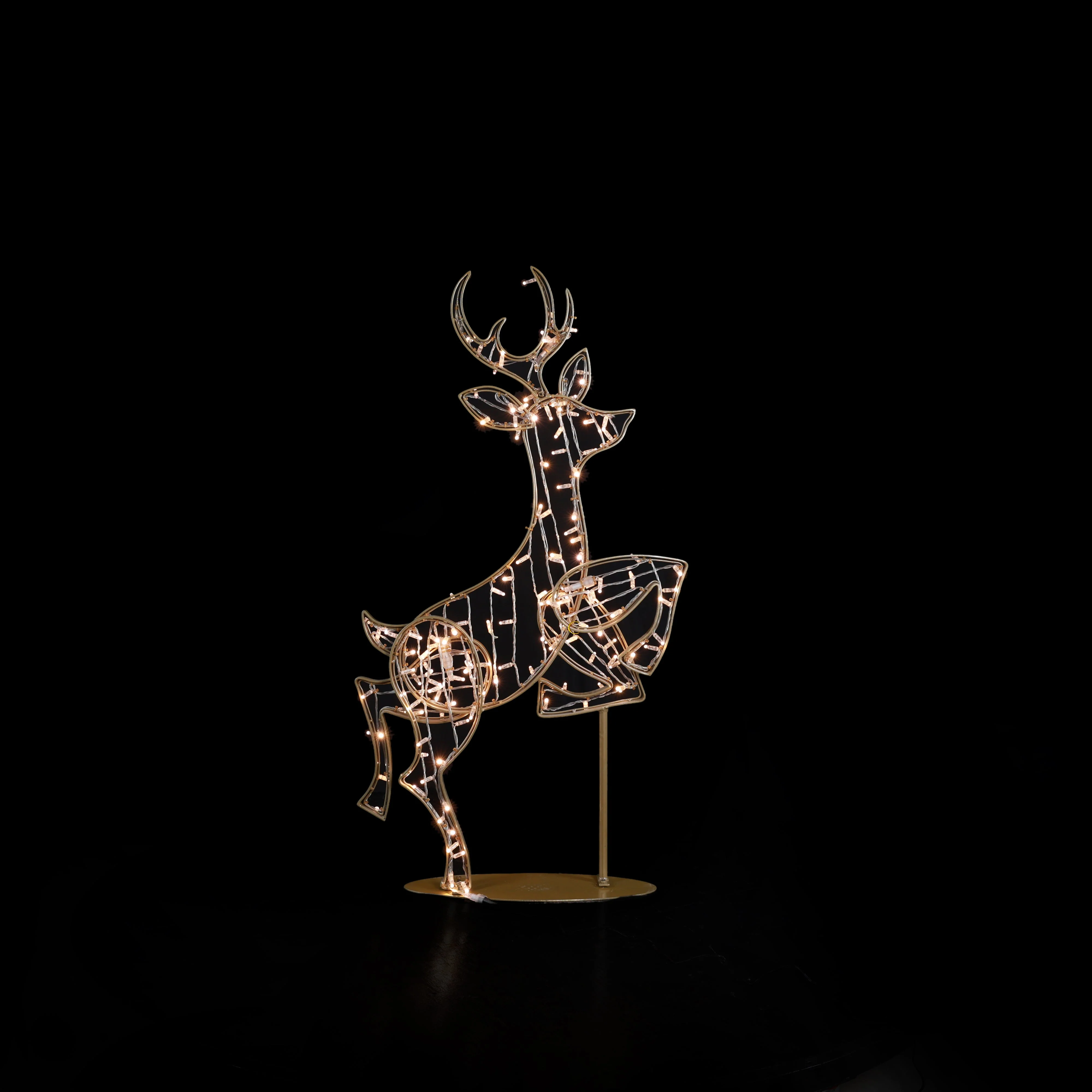 Large Jumping Deer Figure, LED Lit w/Fiberglass, 81"
