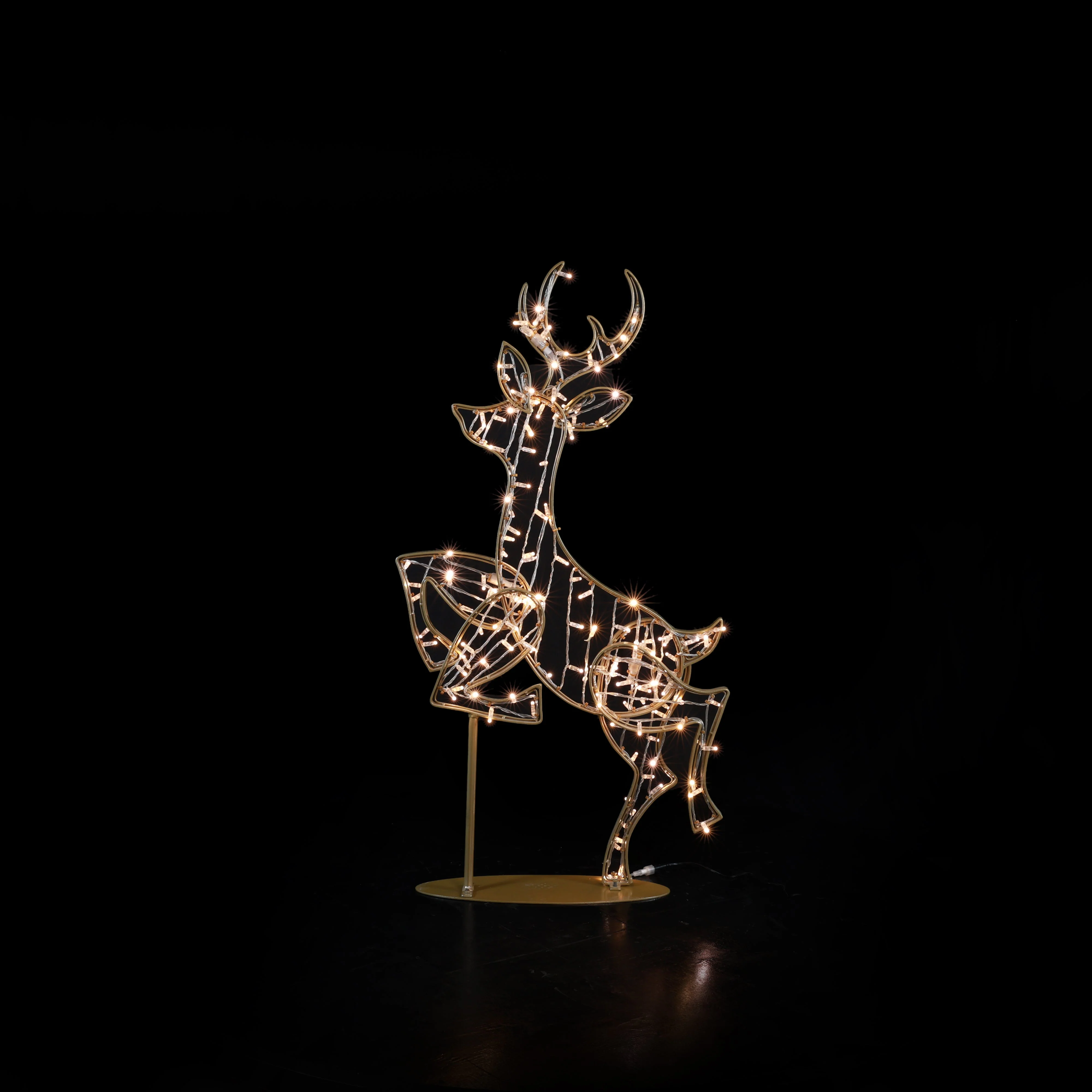 Large Jumping Deer Figure, LED Lit w/Fiberglass, 81" - Image 3