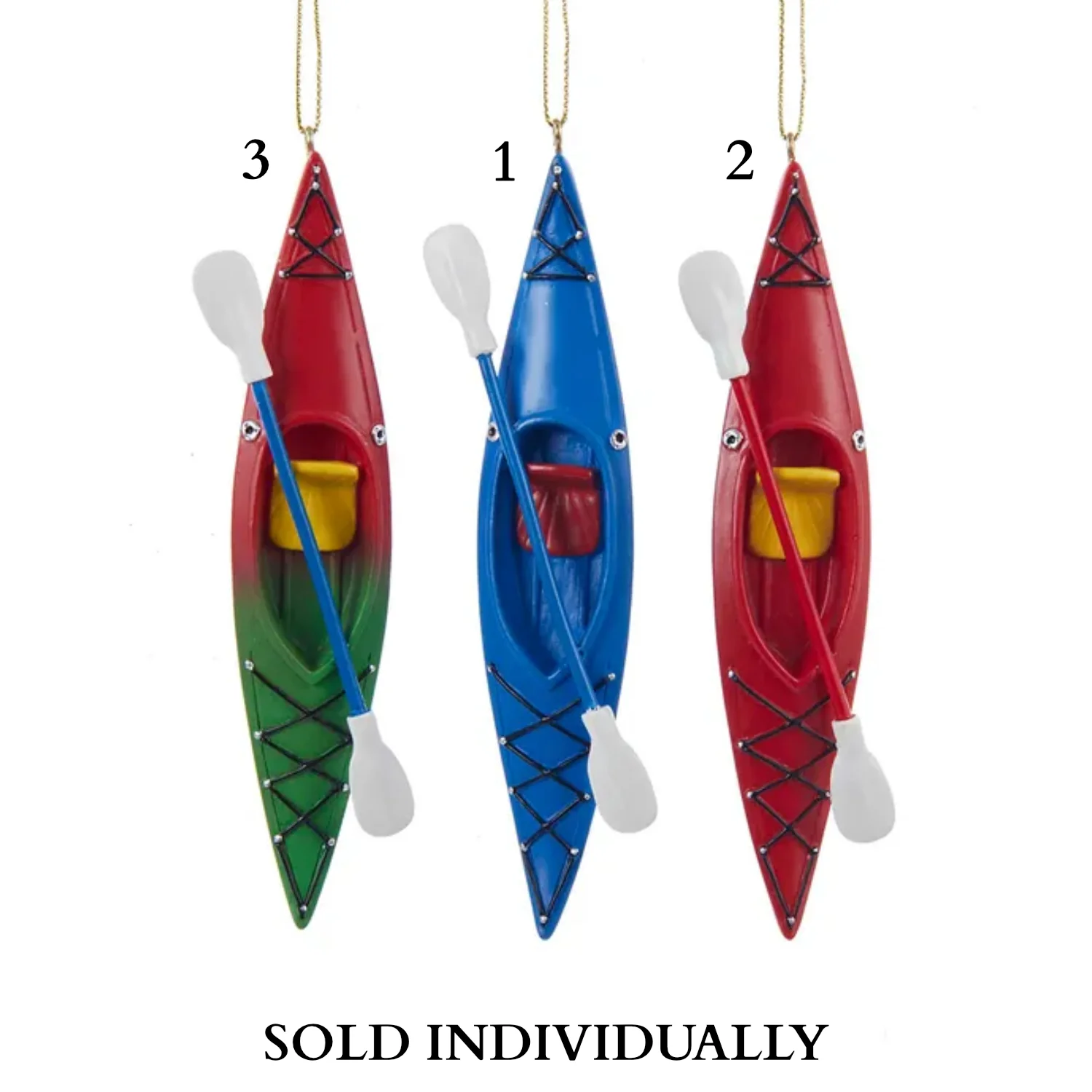 Kayak With Oar Ornaments (3 Styles - Sold Individually)