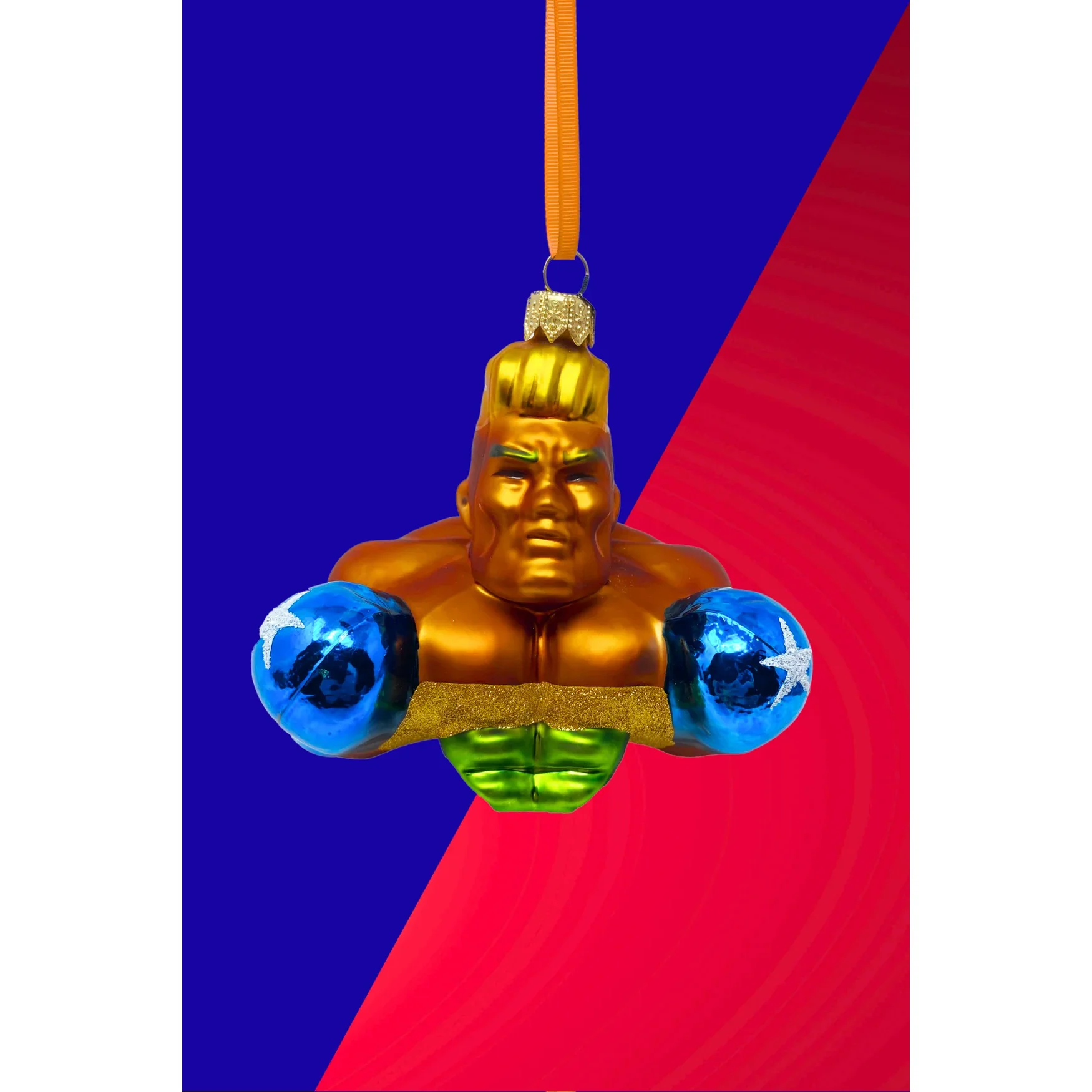 Knockout Boxer Glass Christmas Ornament (Tito), 4.5"