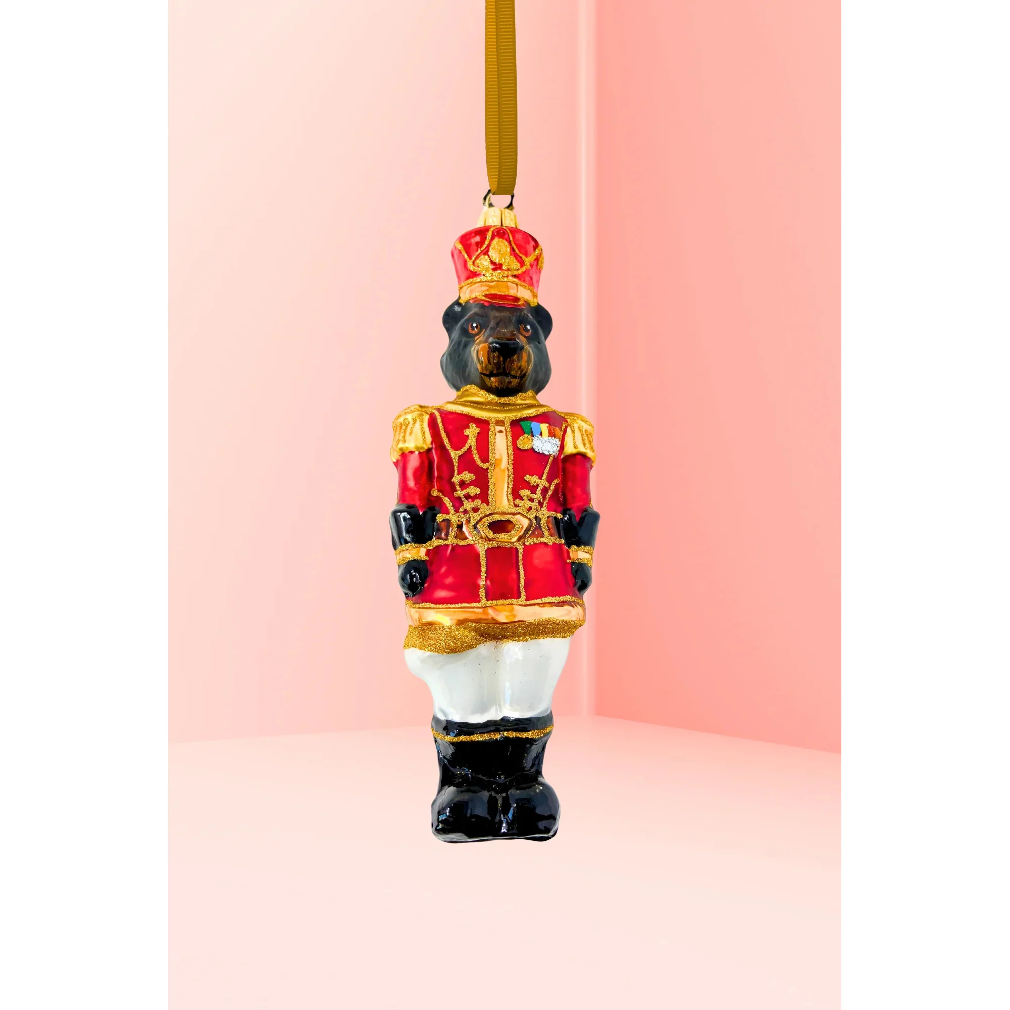 KRG Black Bear Body Polish Glass Ornament, 5"