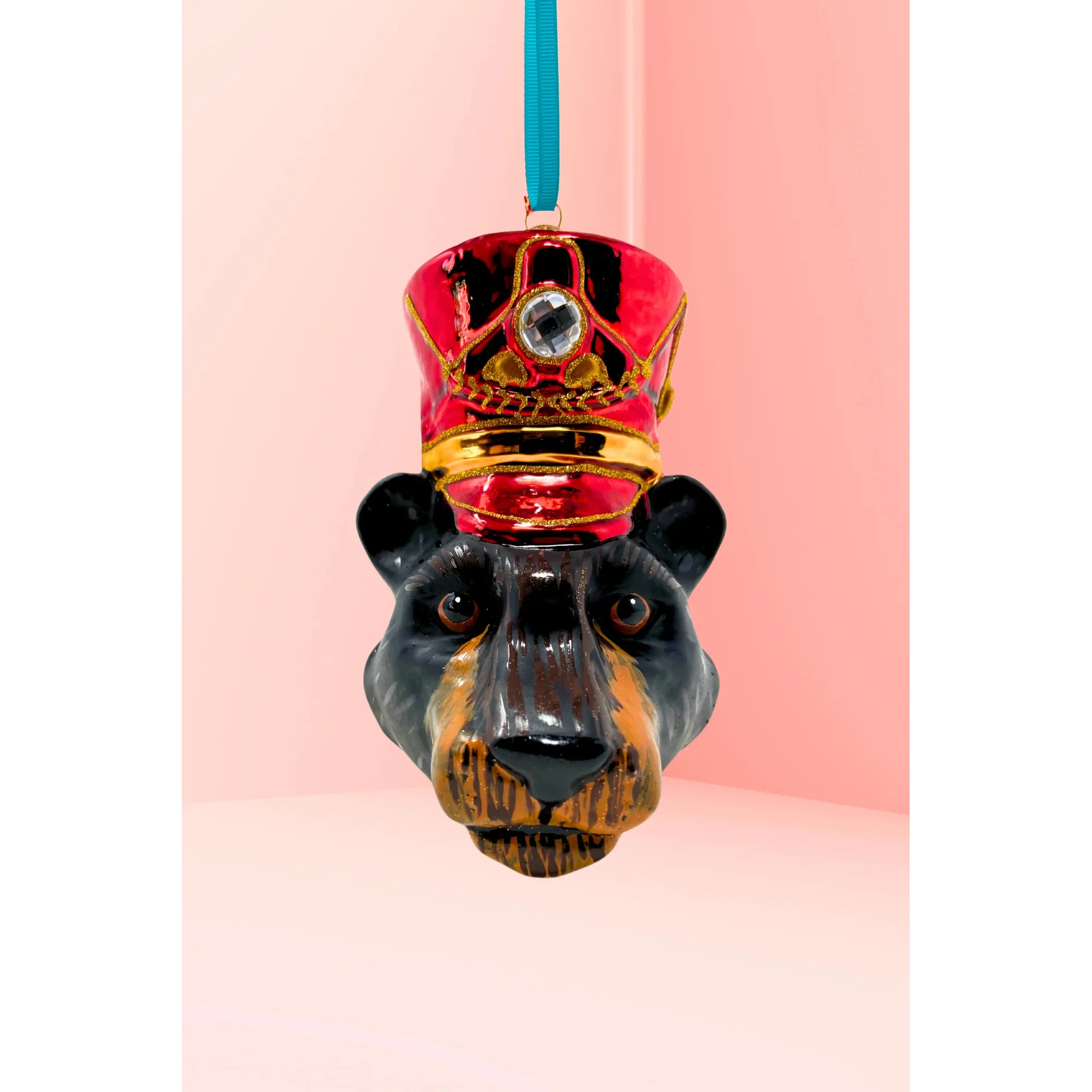 KRG Black Bear Head Polish Glass Ornament, 5"