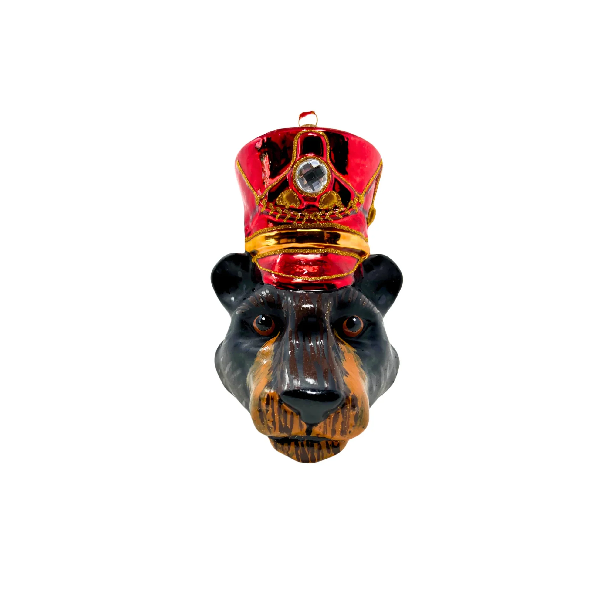 KRG Black Bear Head Polish Glass Ornament, 5" - Image 2