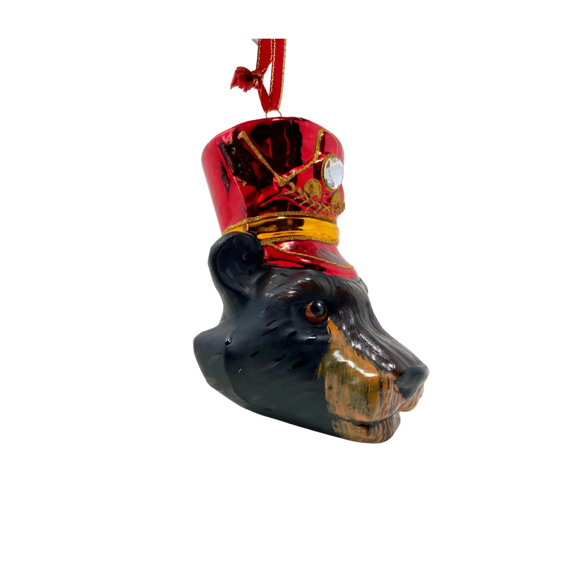 KRG Black Bear Head Polish Glass Ornament, 5" - Image 3