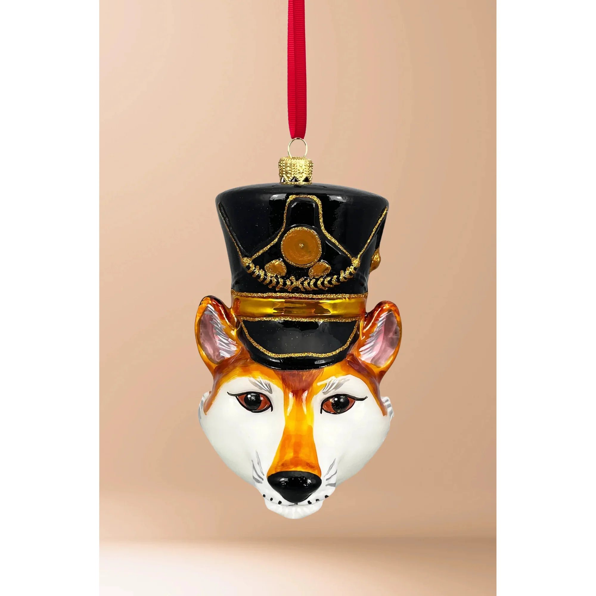 KRG Fox Head Polish Glass Ornament, 5"