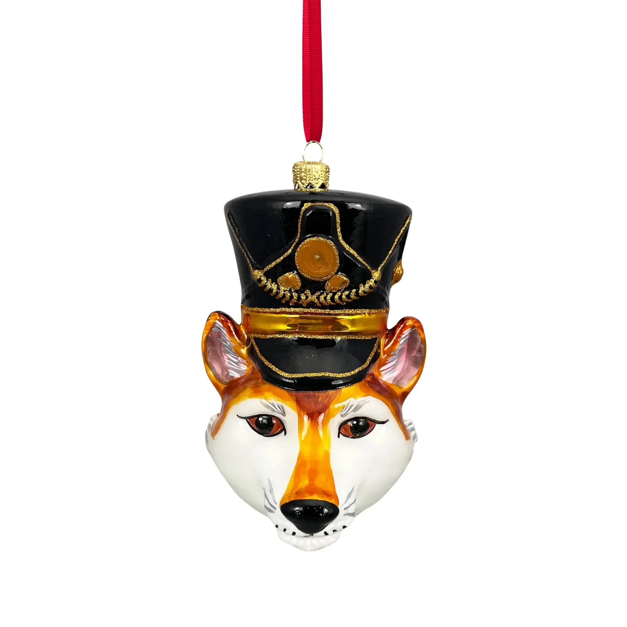 KRG Fox Head Polish Glass Ornament, 5" - Image 2