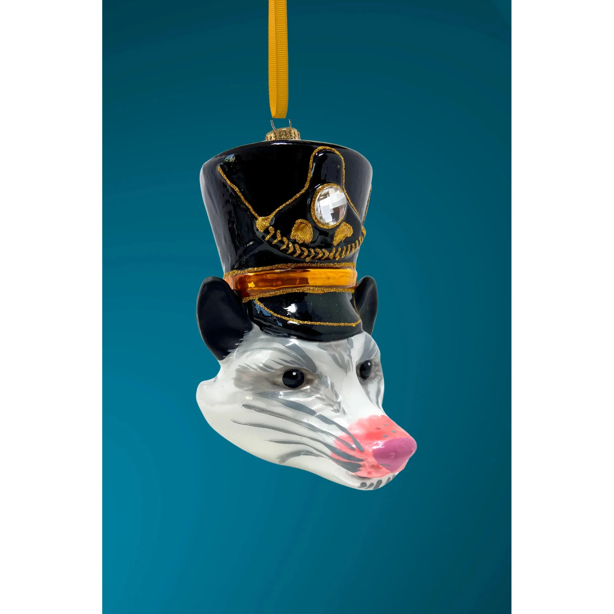 KRG Opossum Head Polish Glass Ornament, 5"