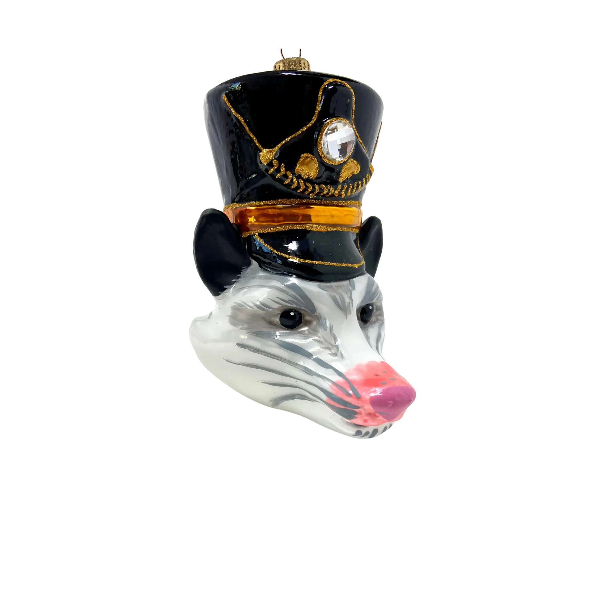 KRG Opossum Head Polish Glass Ornament, 5" - Image 2