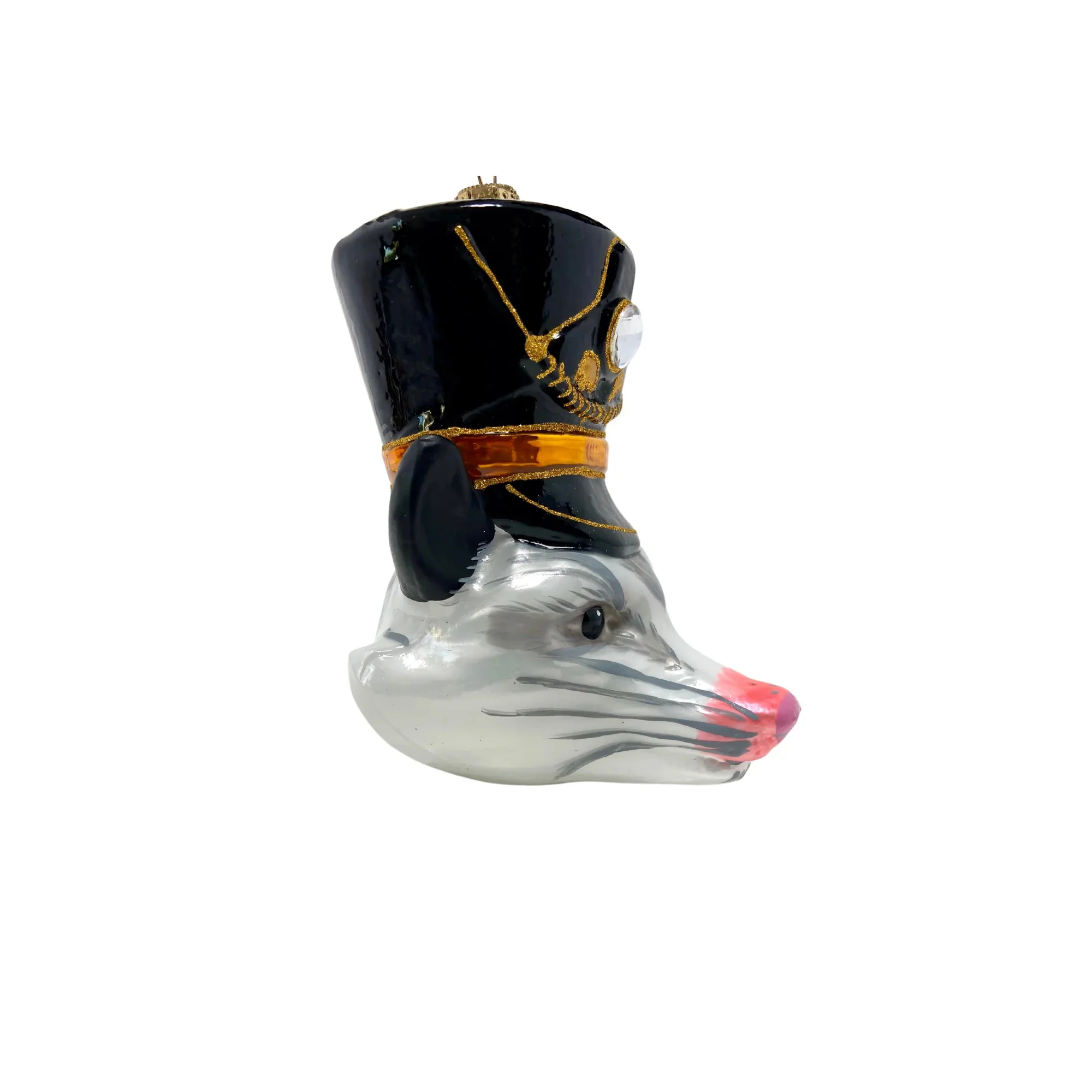 KRG Opossum Head Polish Glass Ornament, 5" - Image 4