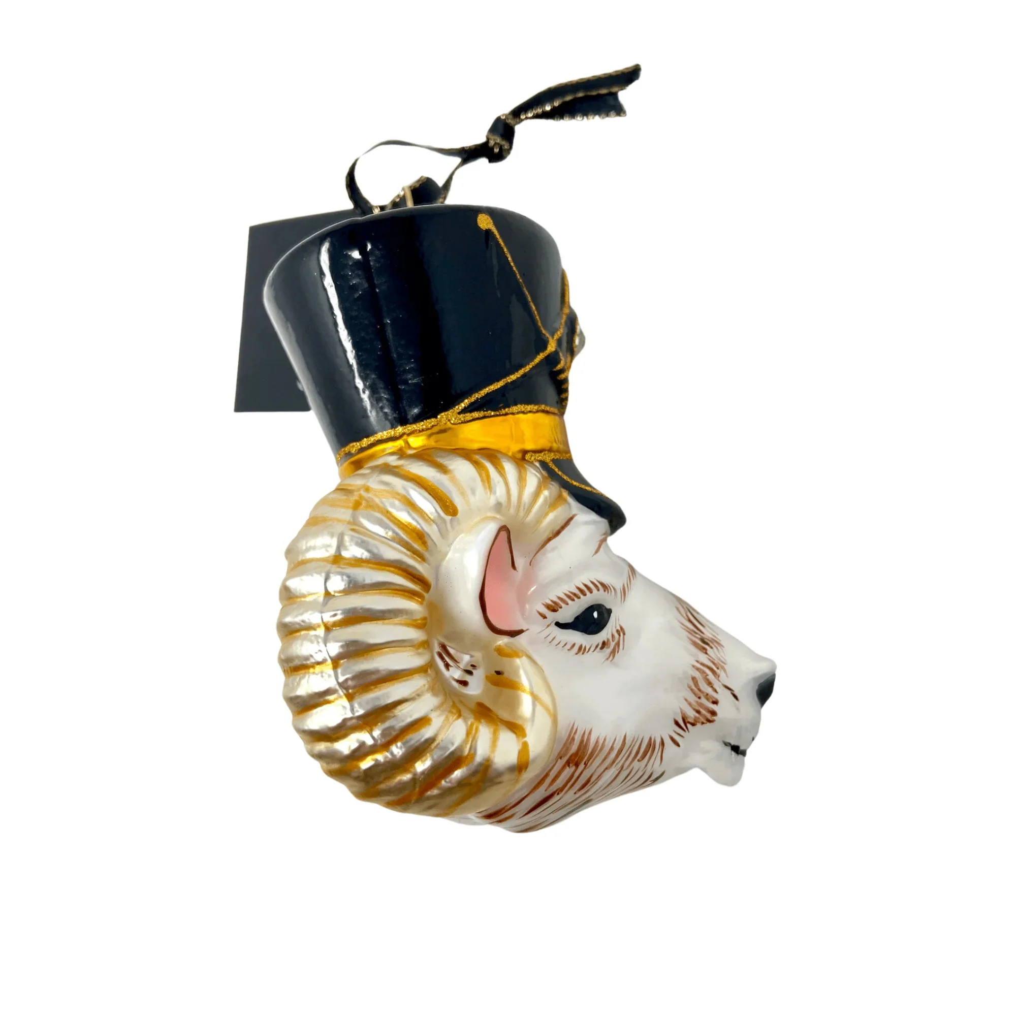 KRG Ram Head Polish Glass Ornament, 5" - Image 4