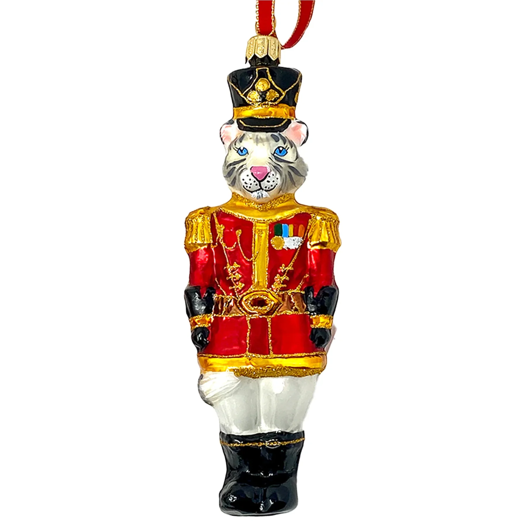 KRG White Tiger Body Polish Glass Ornament, 5" - Image 2