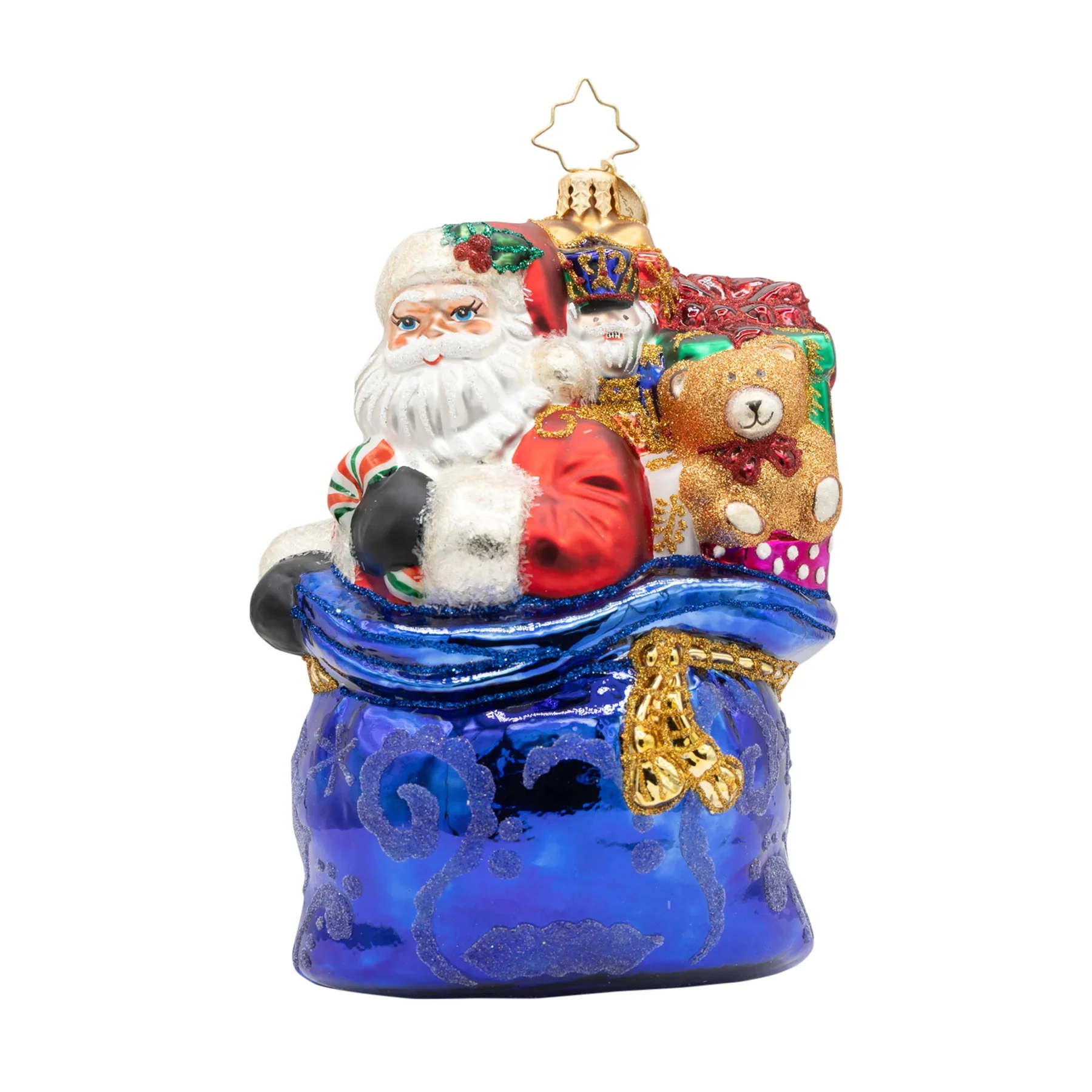 Kris Kringle’s Bundle Santa Glass Ornament, 5.5" - Image 2