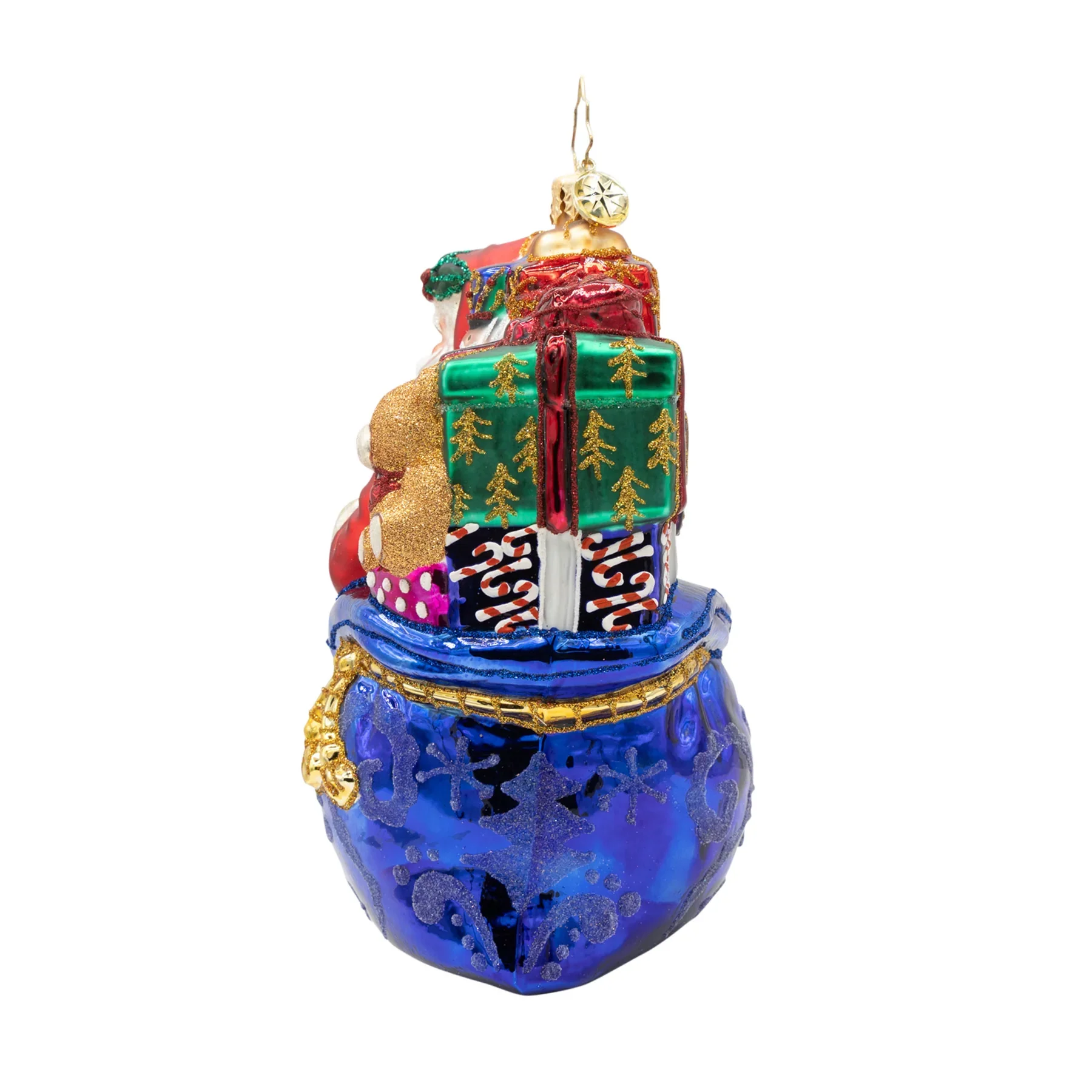 Kris Kringle’s Bundle Santa Glass Ornament, 5.5" - Image 3