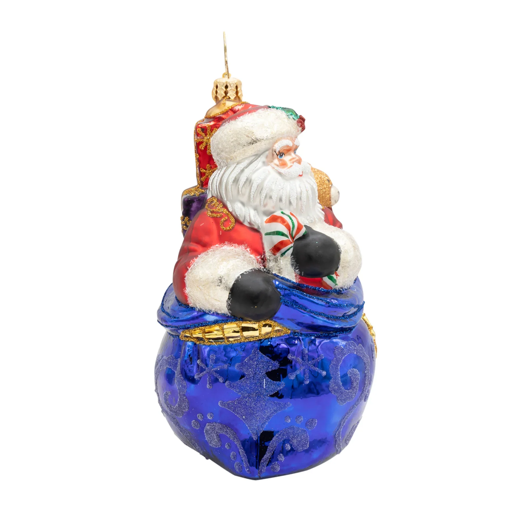 Kris Kringle’s Bundle Santa Glass Ornament, 5.5" - Image 4