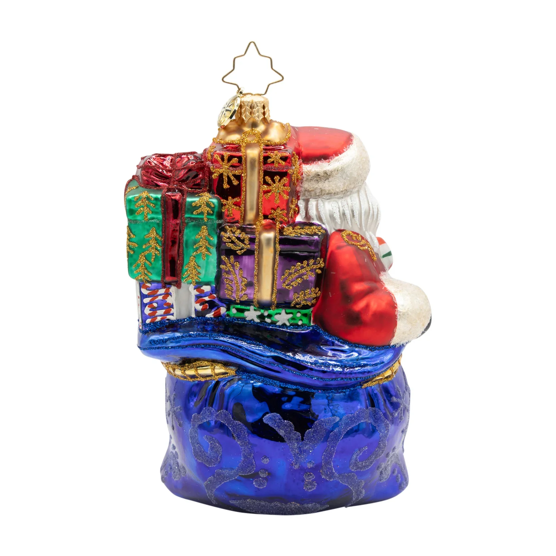 Kris Kringle’s Bundle Santa Glass Ornament, 5.5" - Image 5