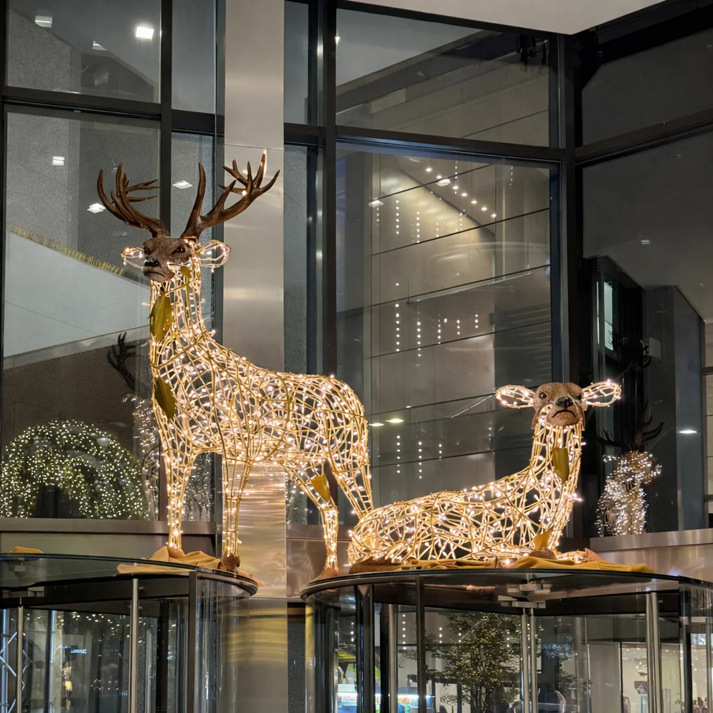 Giant Lady Deer Figure, LED Lit w/Fiberglass, 153" - Image 3