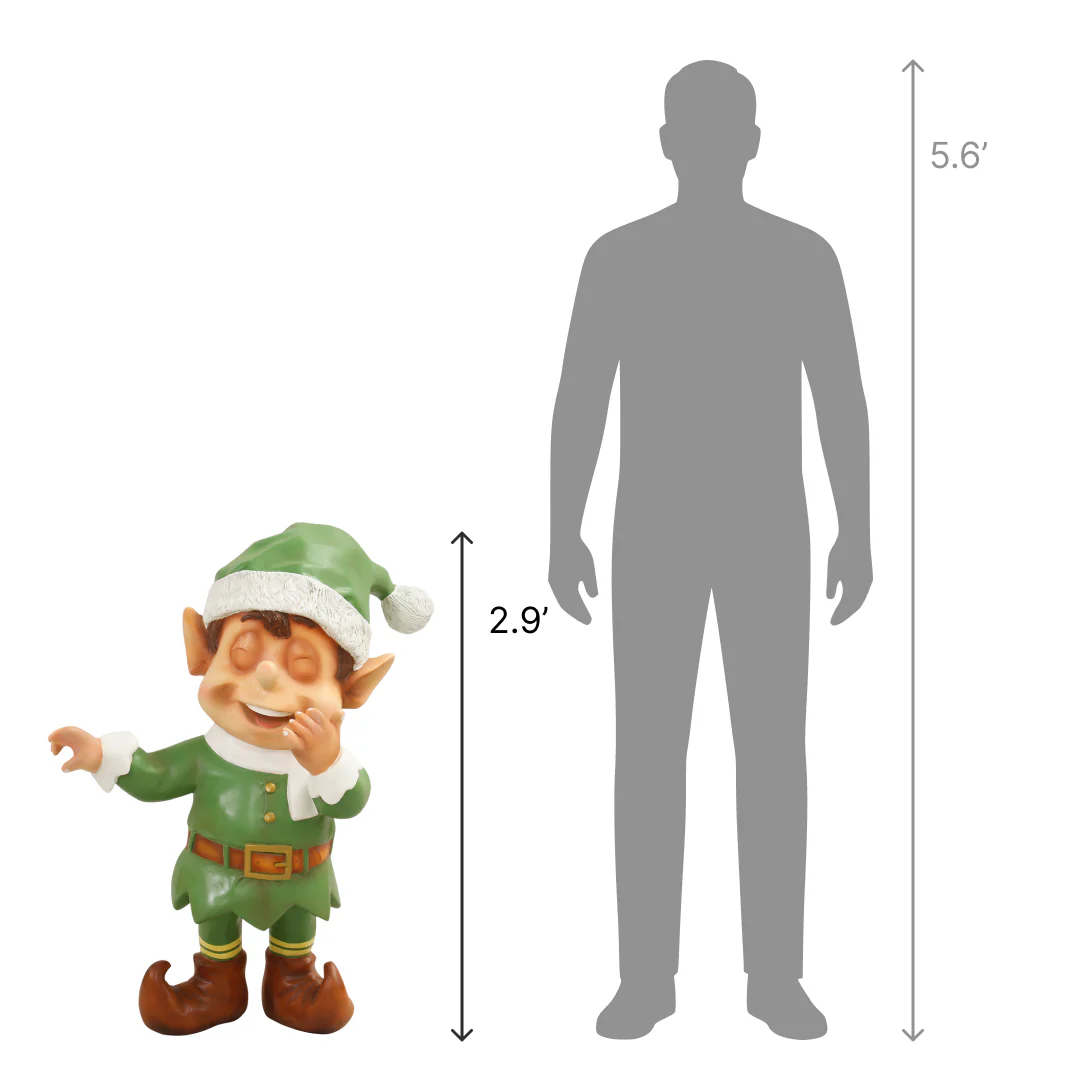 Large Fiberglass Laughing Santa Elf Statue, 35" - Image 2