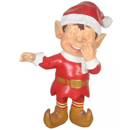 Large Fiberglass Laughing Santa Elf Statue, 35" - Image 3