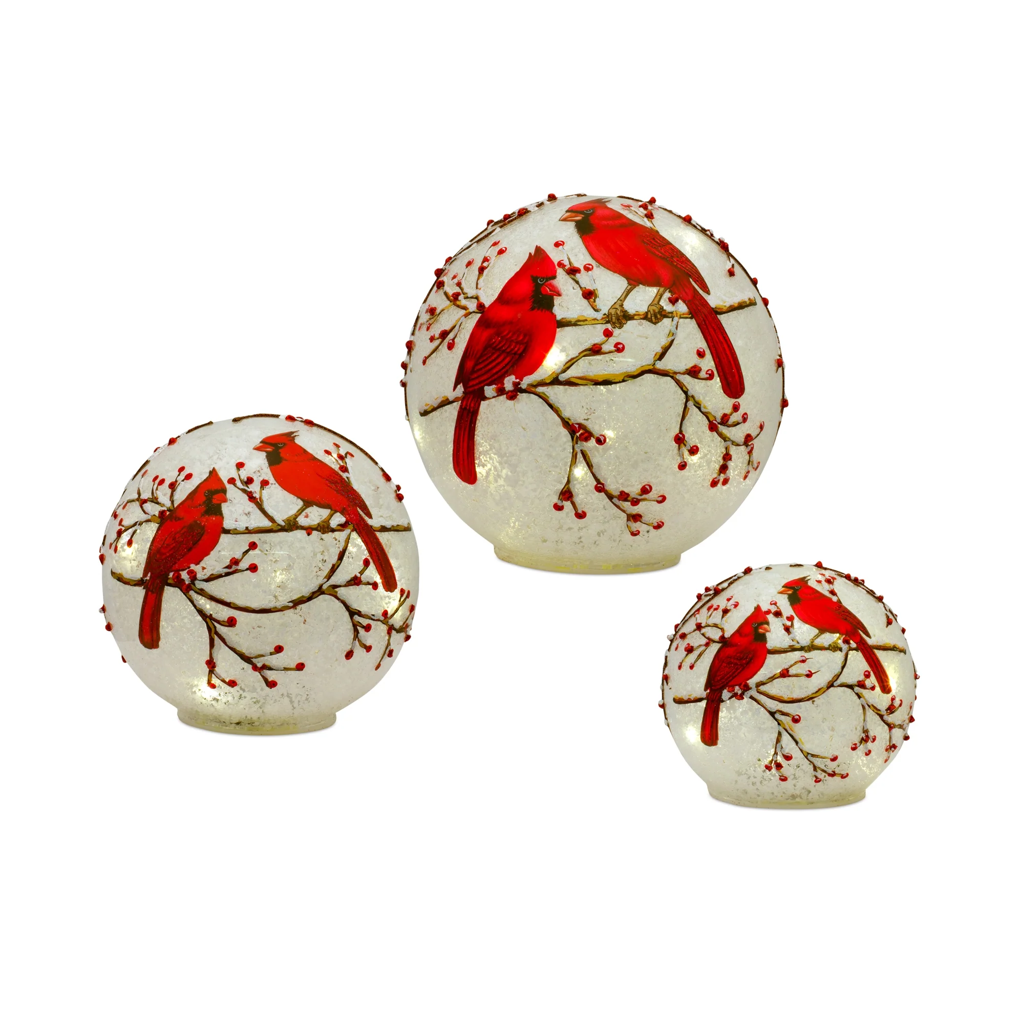 LED Cardinal Globes, 4.5" - 7" (Set of 3)