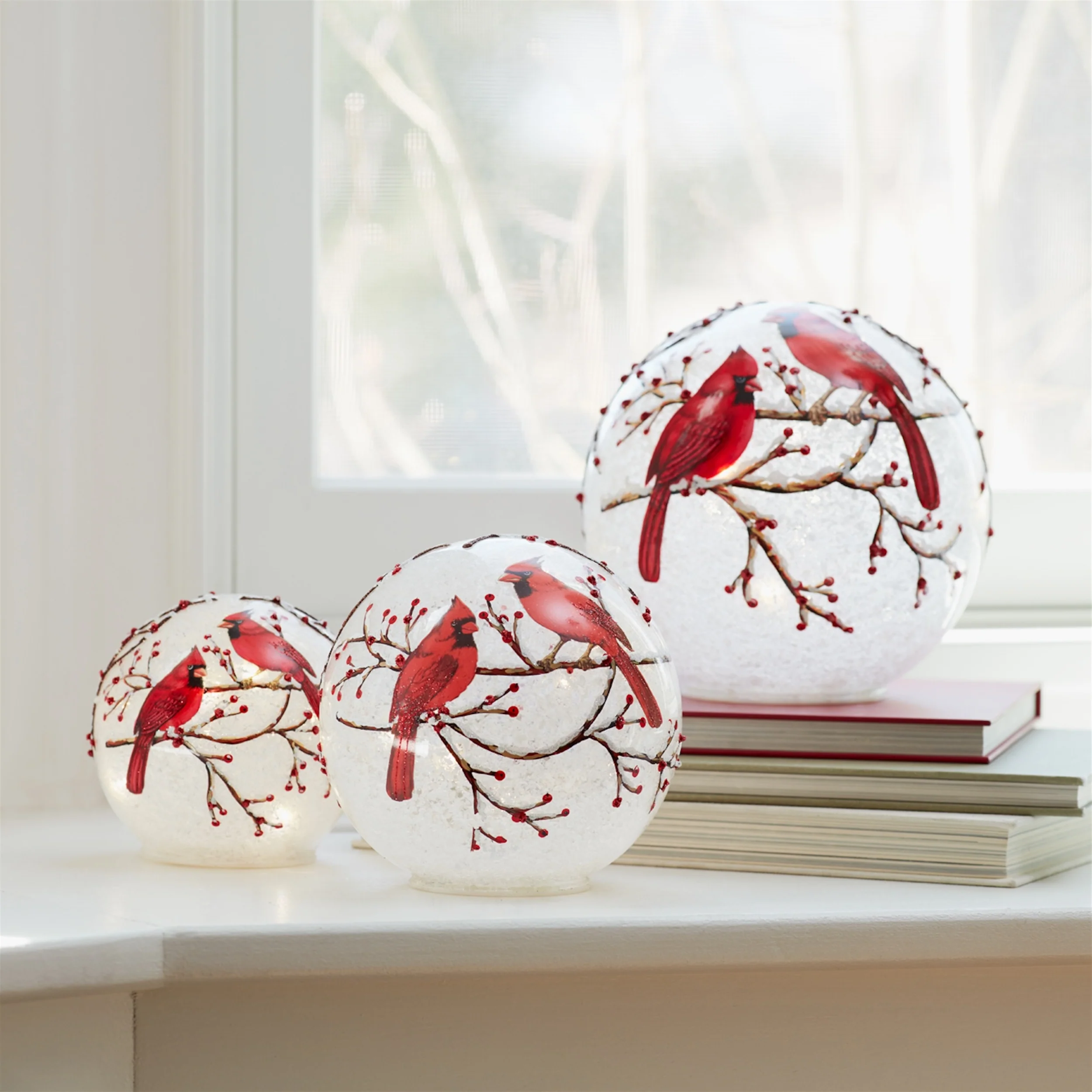 LED Cardinal Globes, 4.5" - 7" (Set of 3) - Image 2