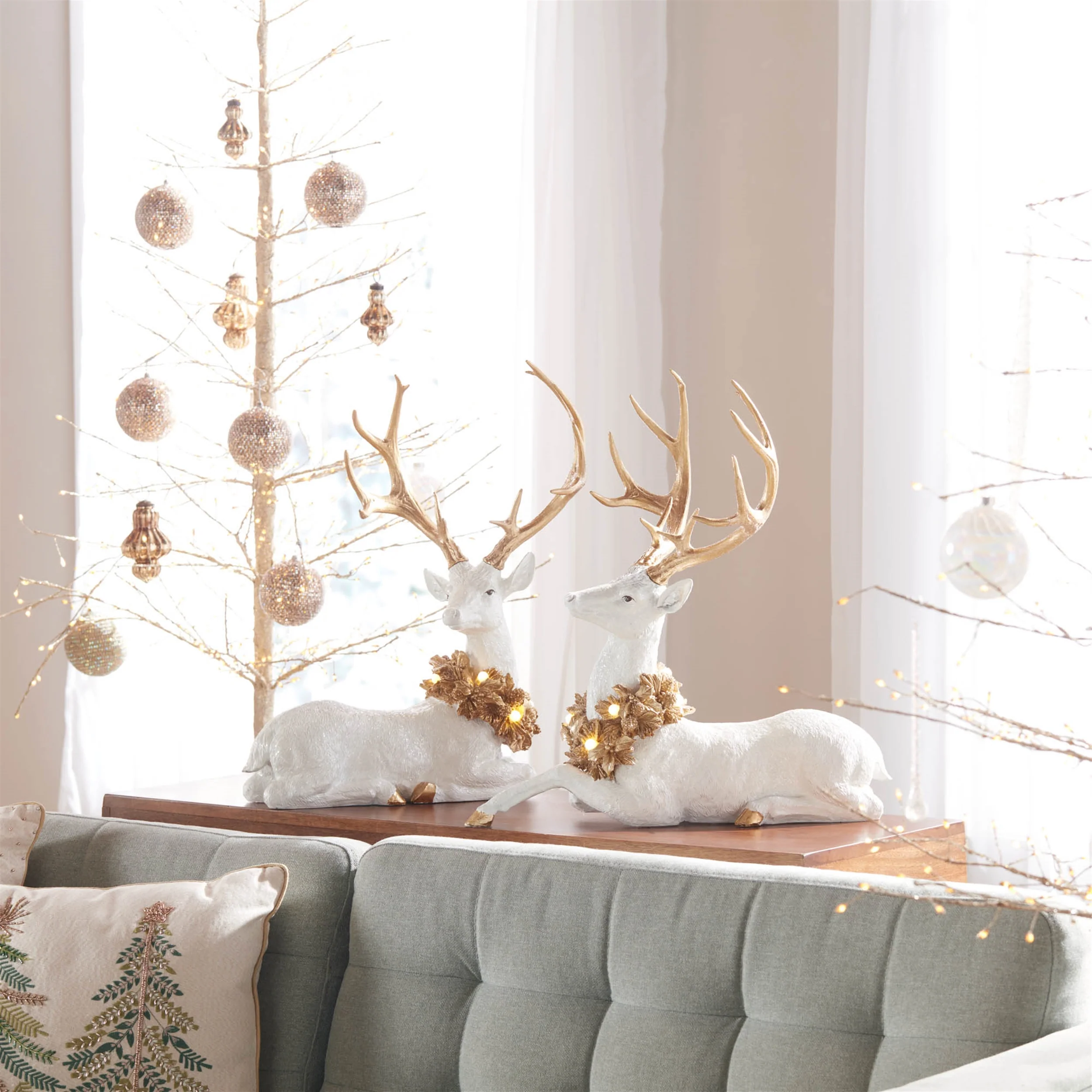 Resin LED White Deer Figurine, 20" (2 styles - sold individually) - Image 2