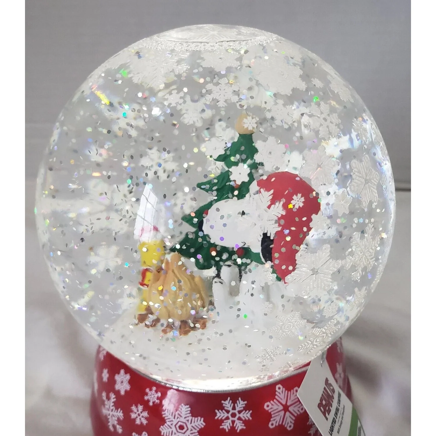 LED Dome Snoopy & Woodstock Campfire Swirl Water Globe, 5.75" - Image 5