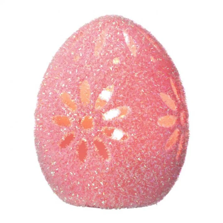 LED Glitter Blossom Spring Egg, 8" (Pink)