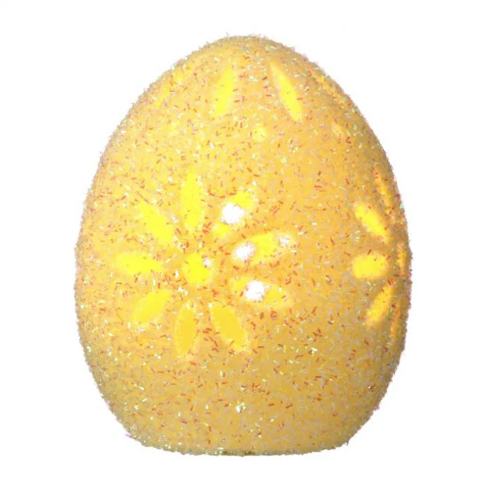 LED Glitter Blossom Spring Egg, 8" (Yellow)
