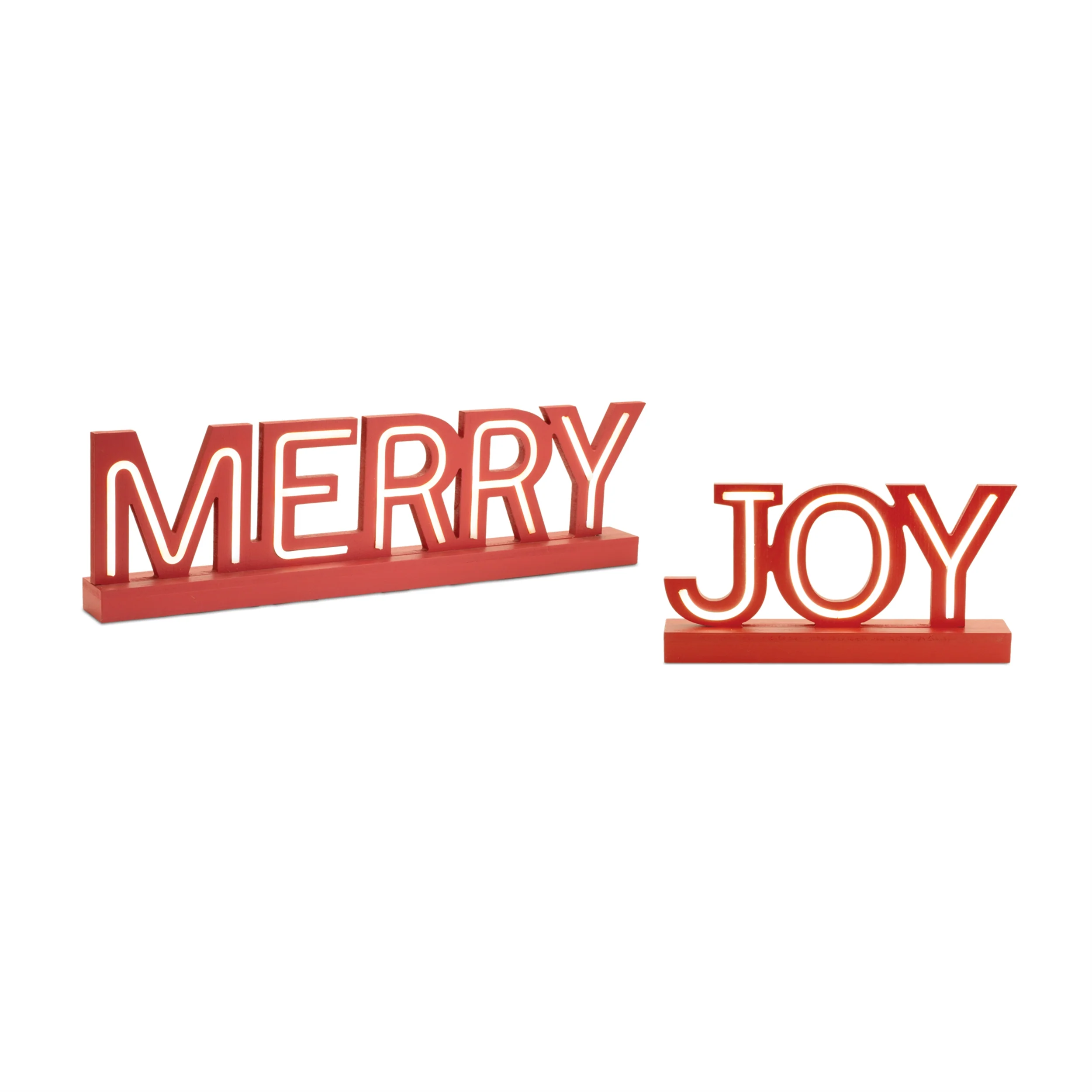 LED Joy and Merry Signs, 13.5" - 24" (Set of 2)