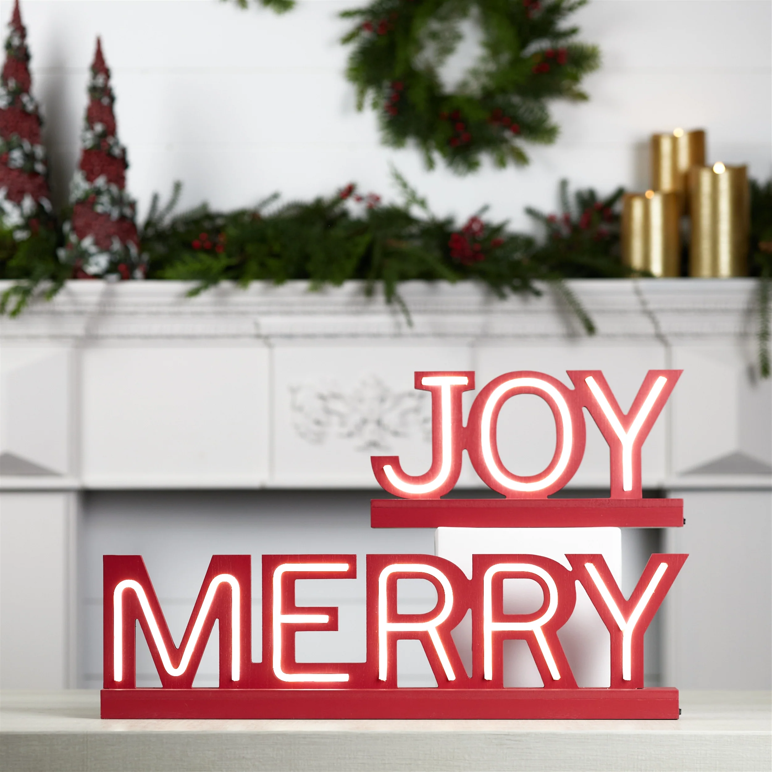 LED Joy and Merry Signs, 13.5" - 24" (Set of 2) - Image 4