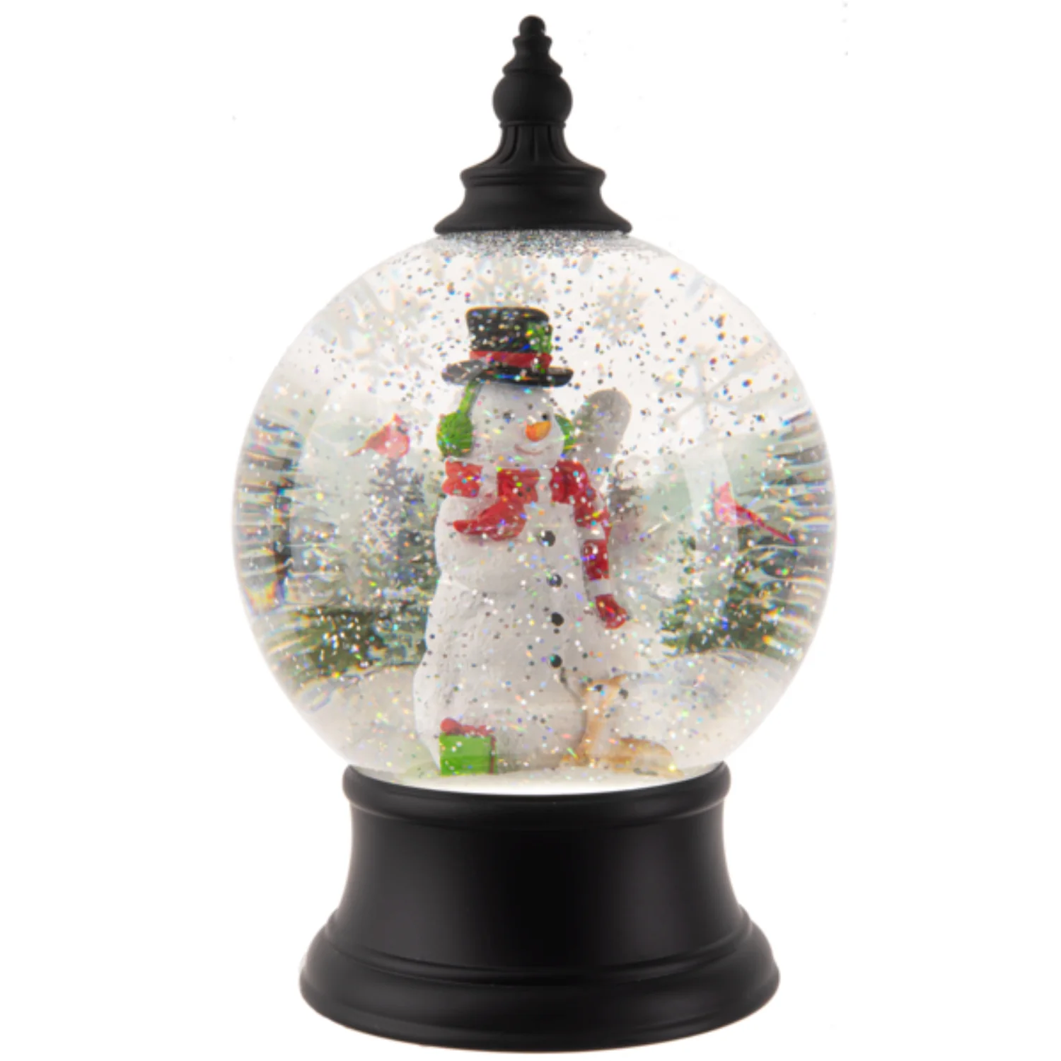 LED Light Up Rotating Shimmer Snowman Scene Globe