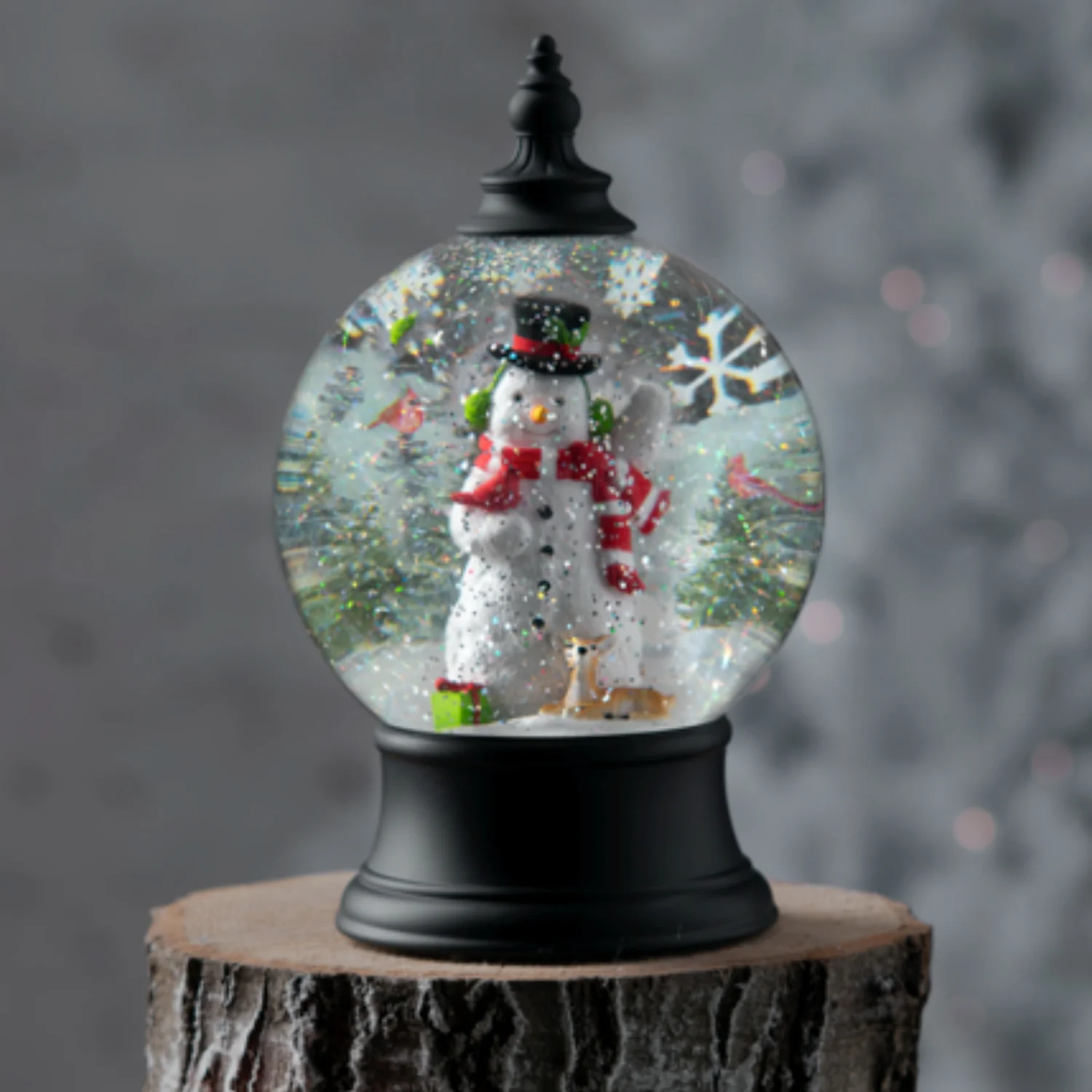 LED Light Up Rotating Shimmer Snowman Scene Globe - Image 2